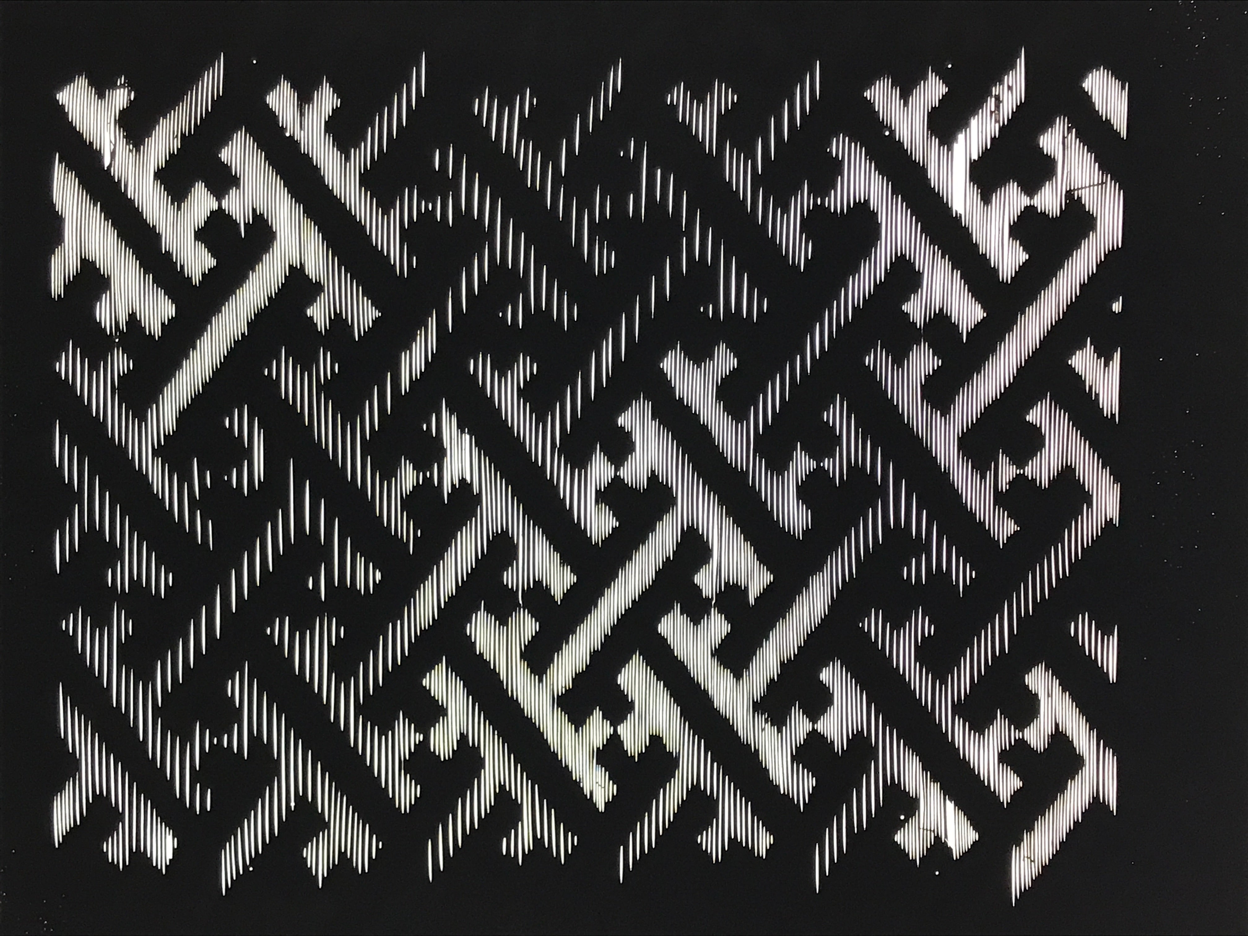 Antique Japanese Katagami Kimono Paper Stencil Buddhist Sayagata Pattern 4Y661