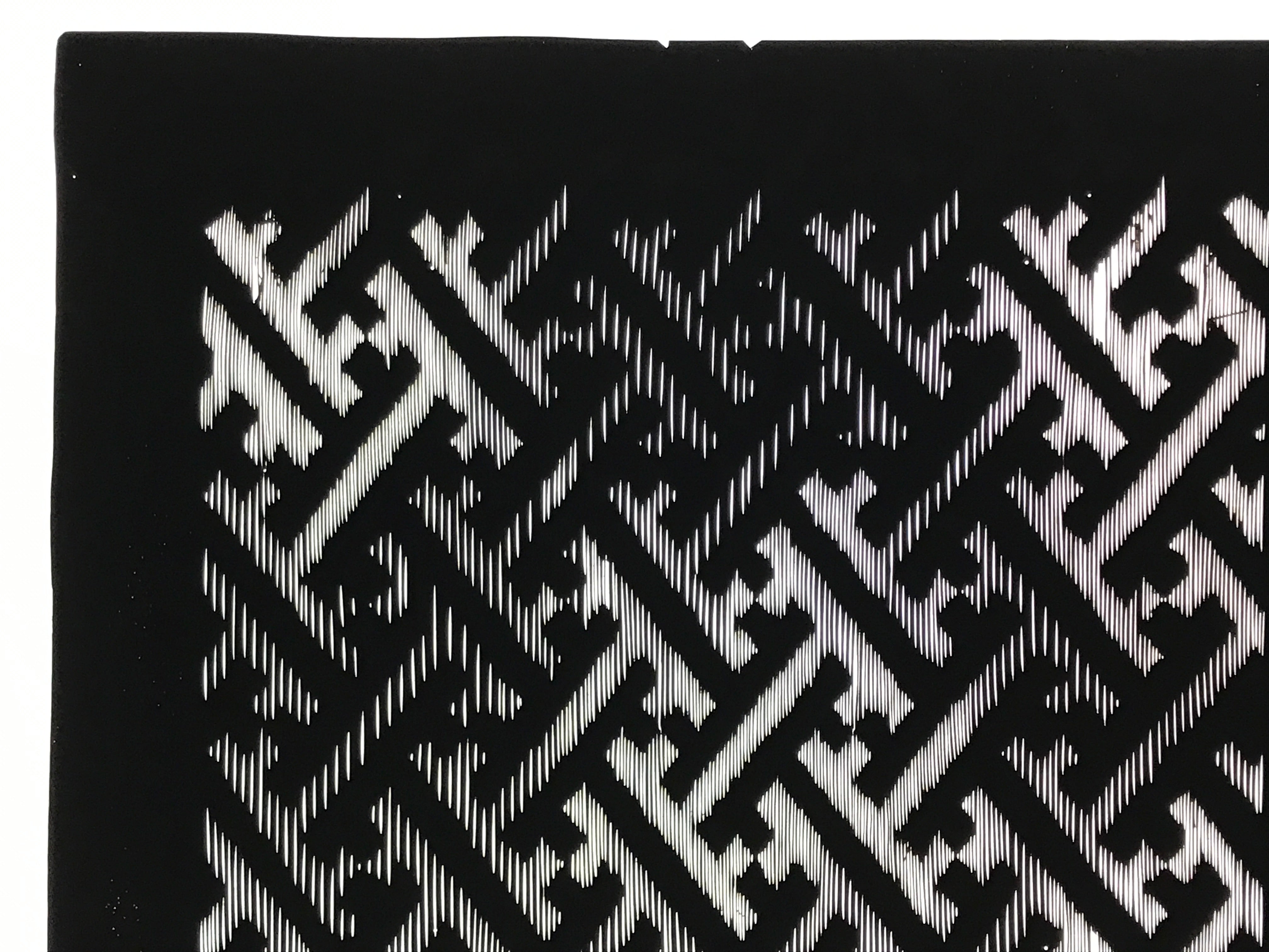 Antique Japanese Katagami Kimono Paper Stencil Buddhist Sayagata Pattern 4Y661