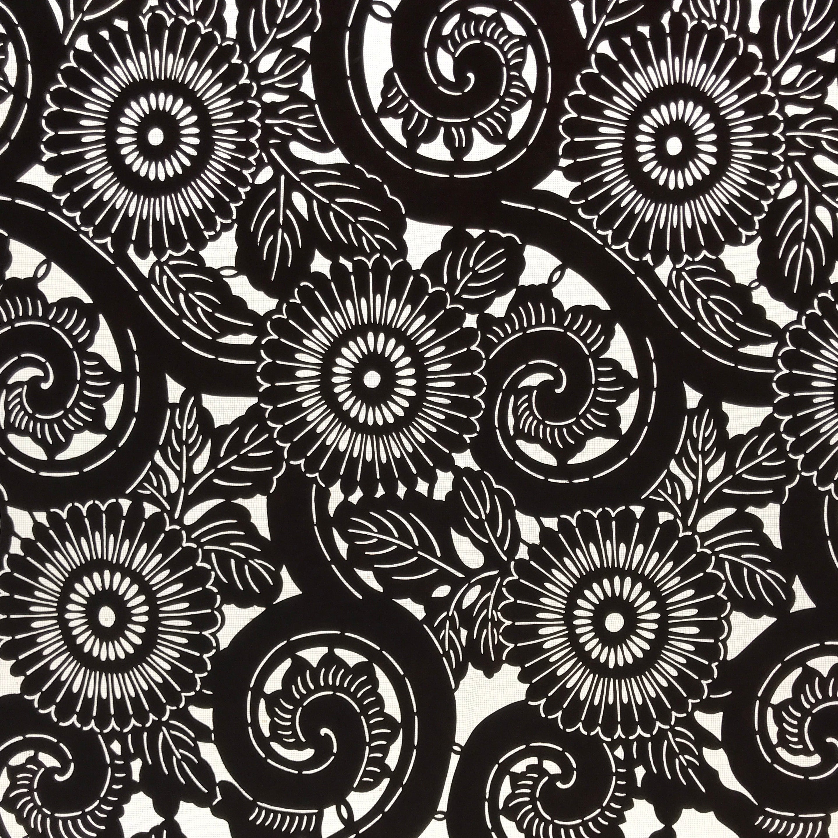 Antique Japanese Katagami Kimono Paper Stencil Katazome Chrysanthemum Kiku 4Y699