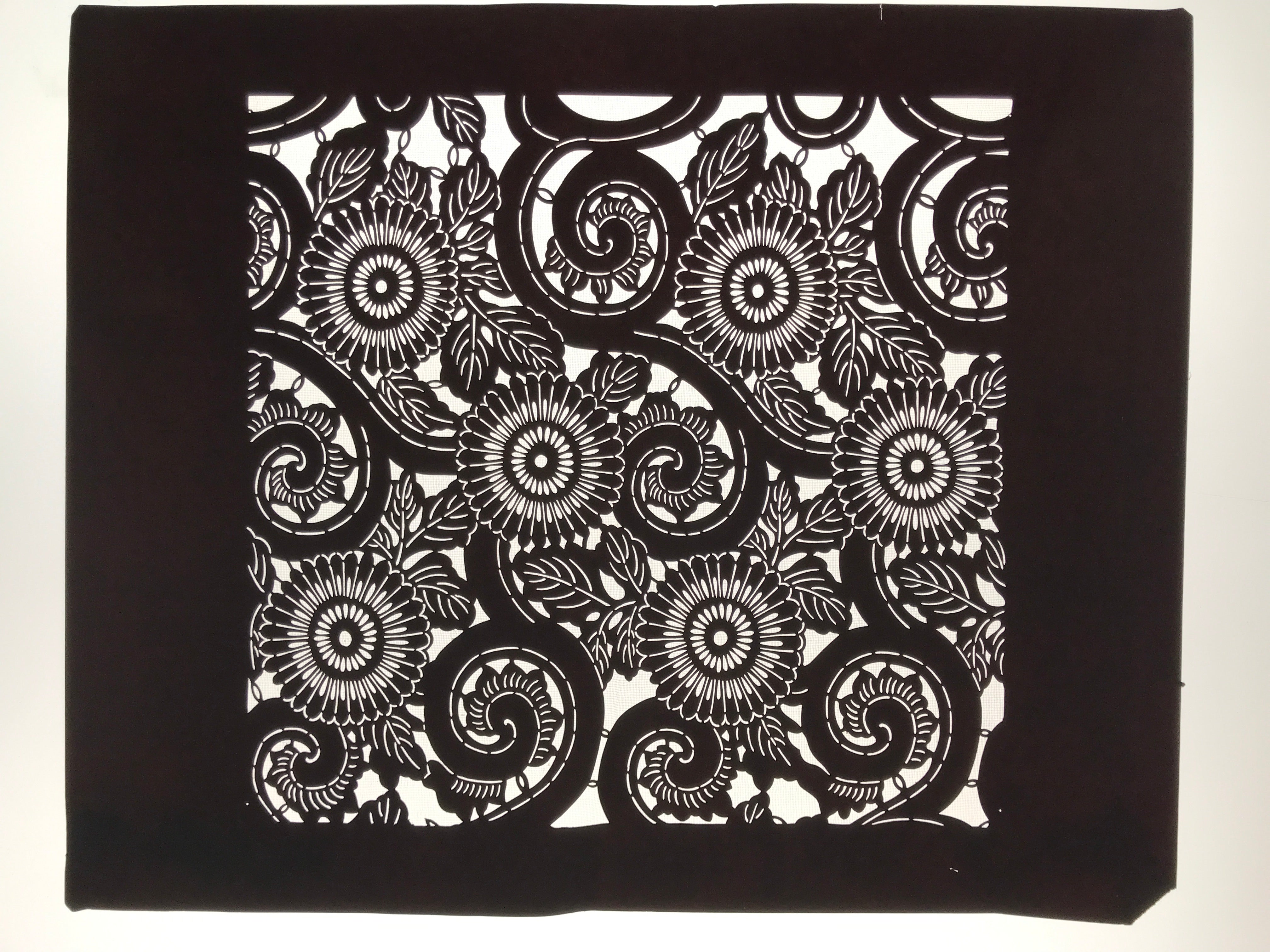 Antique Japanese Katagami Kimono Paper Stencil Katazome Chrysanthemum Kiku 4Y699