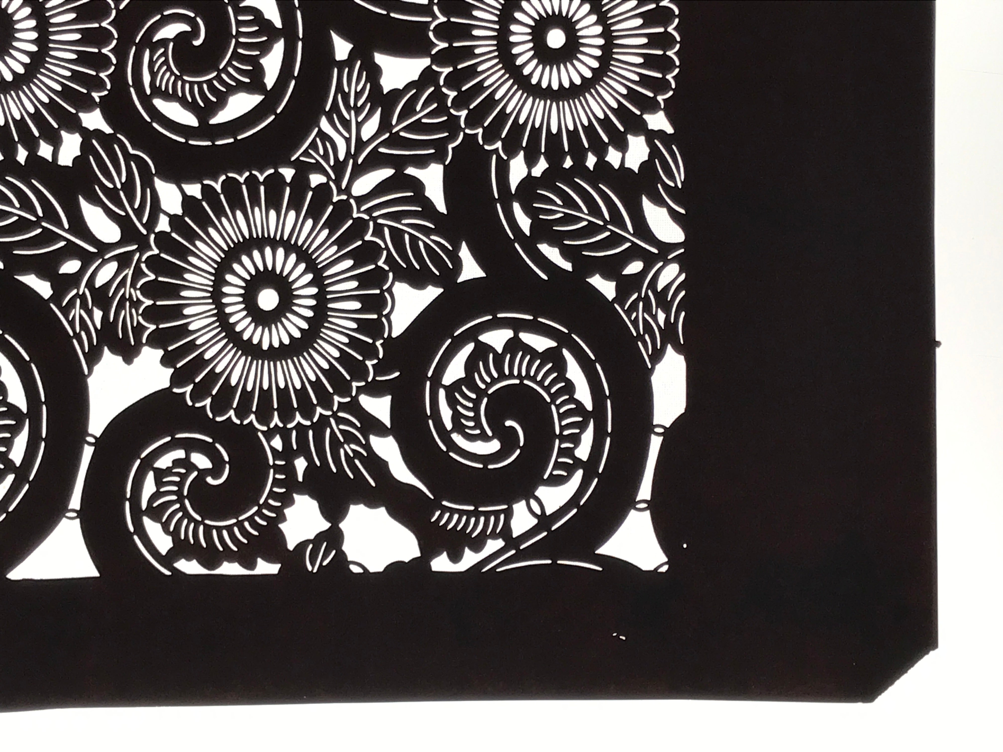 Antique Japanese Katagami Kimono Paper Stencil Katazome Chrysanthemum Kiku 4Y699