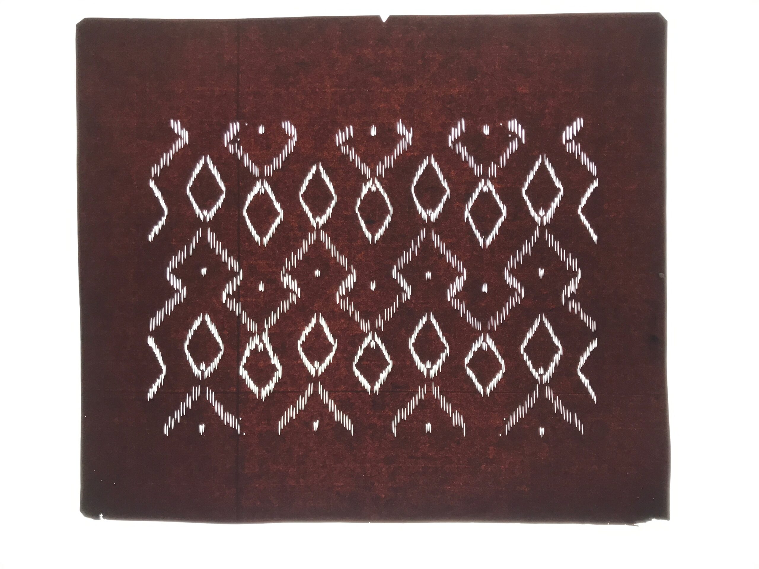 Antique Japanese Katagami Kimono Paper Stencil Katazome Diamond Pattern 4Y691