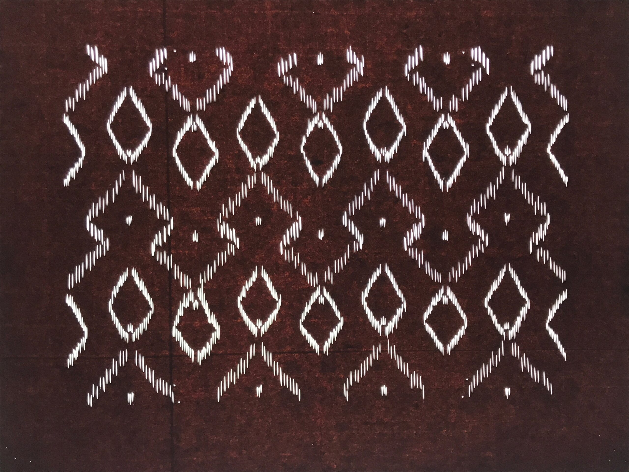 Antique Japanese Katagami Kimono Paper Stencil Katazome Diamond Pattern 4Y691