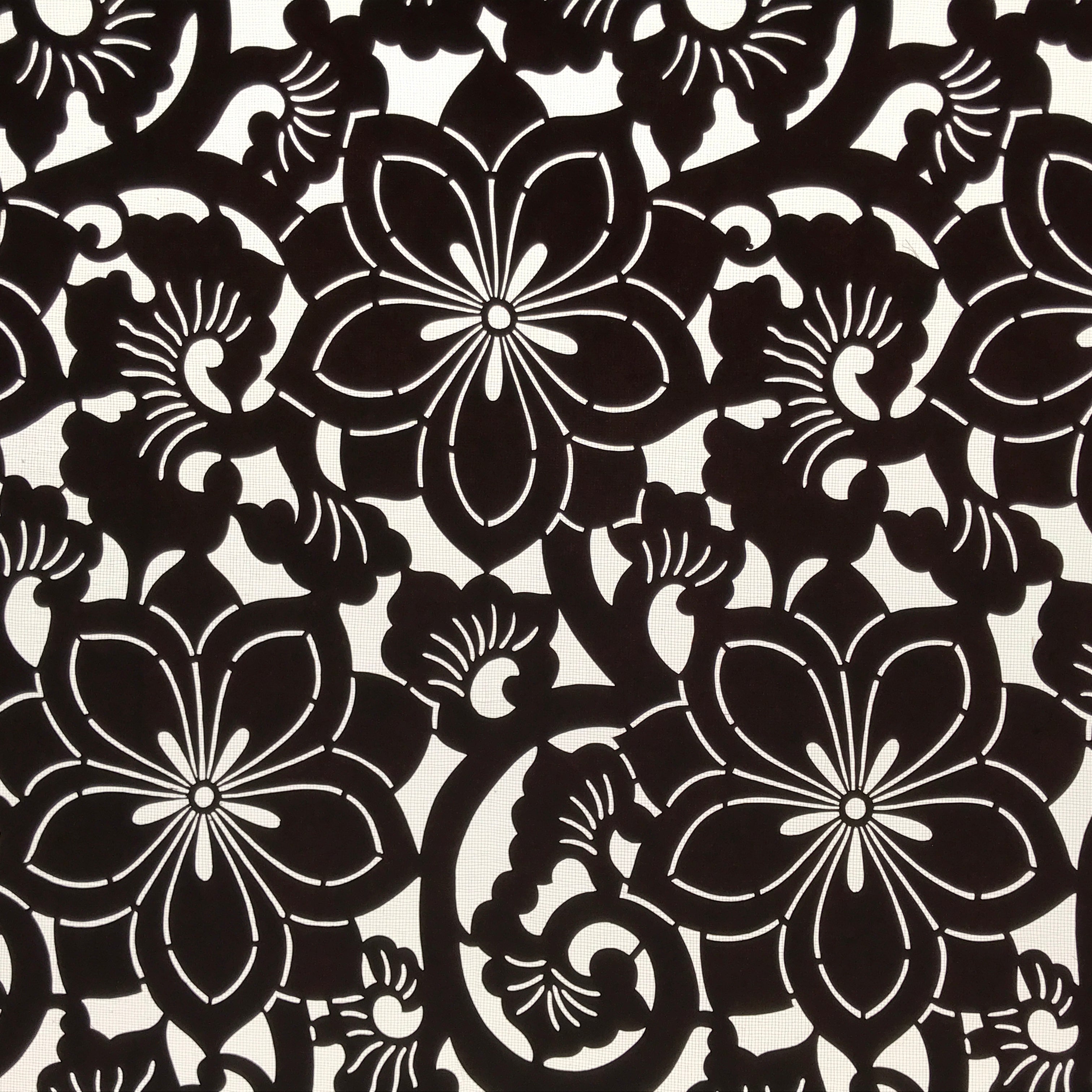 Antique Japanese Katagami Kimono Paper Stencil Katazome Floral Karakusa 4Y700