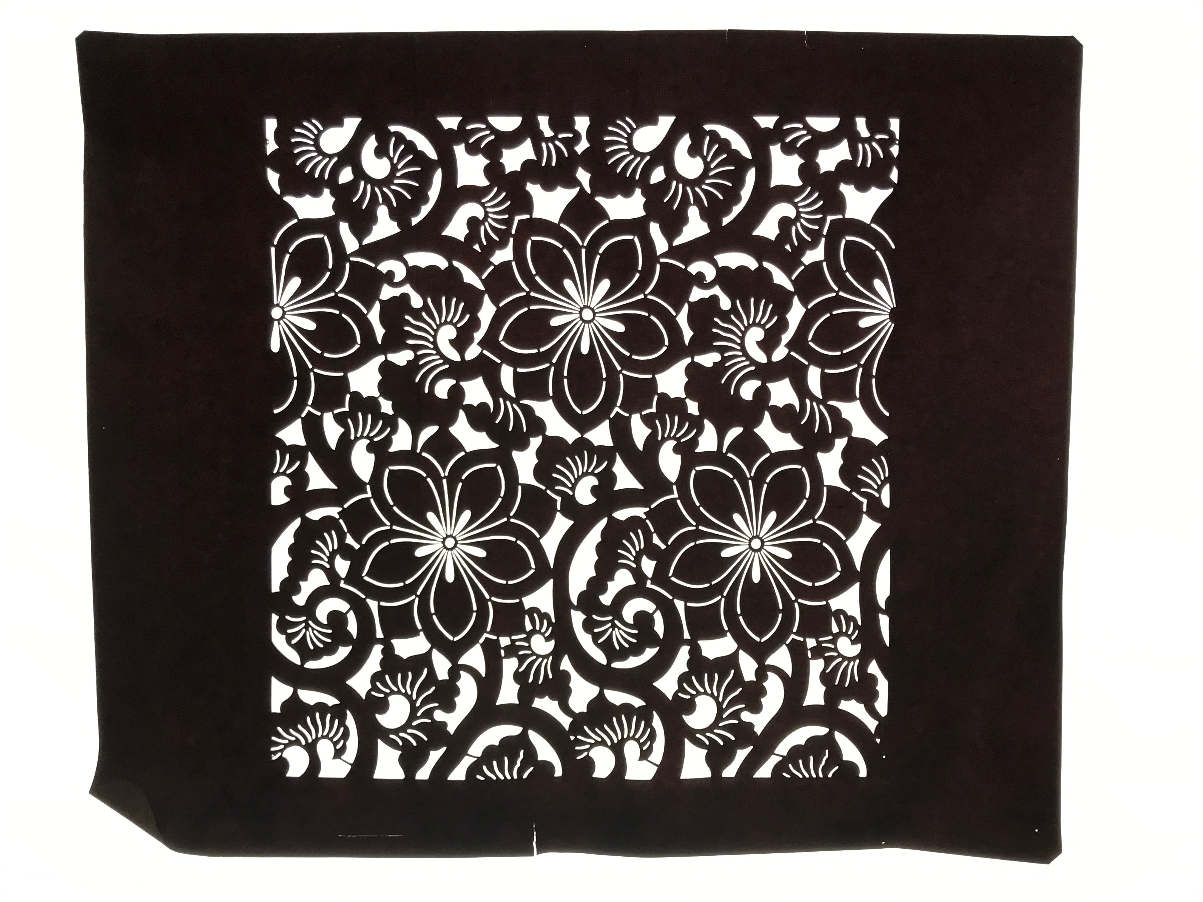 Antique Japanese Katagami Kimono Paper Stencil Katazome Floral Karakusa 4Y700