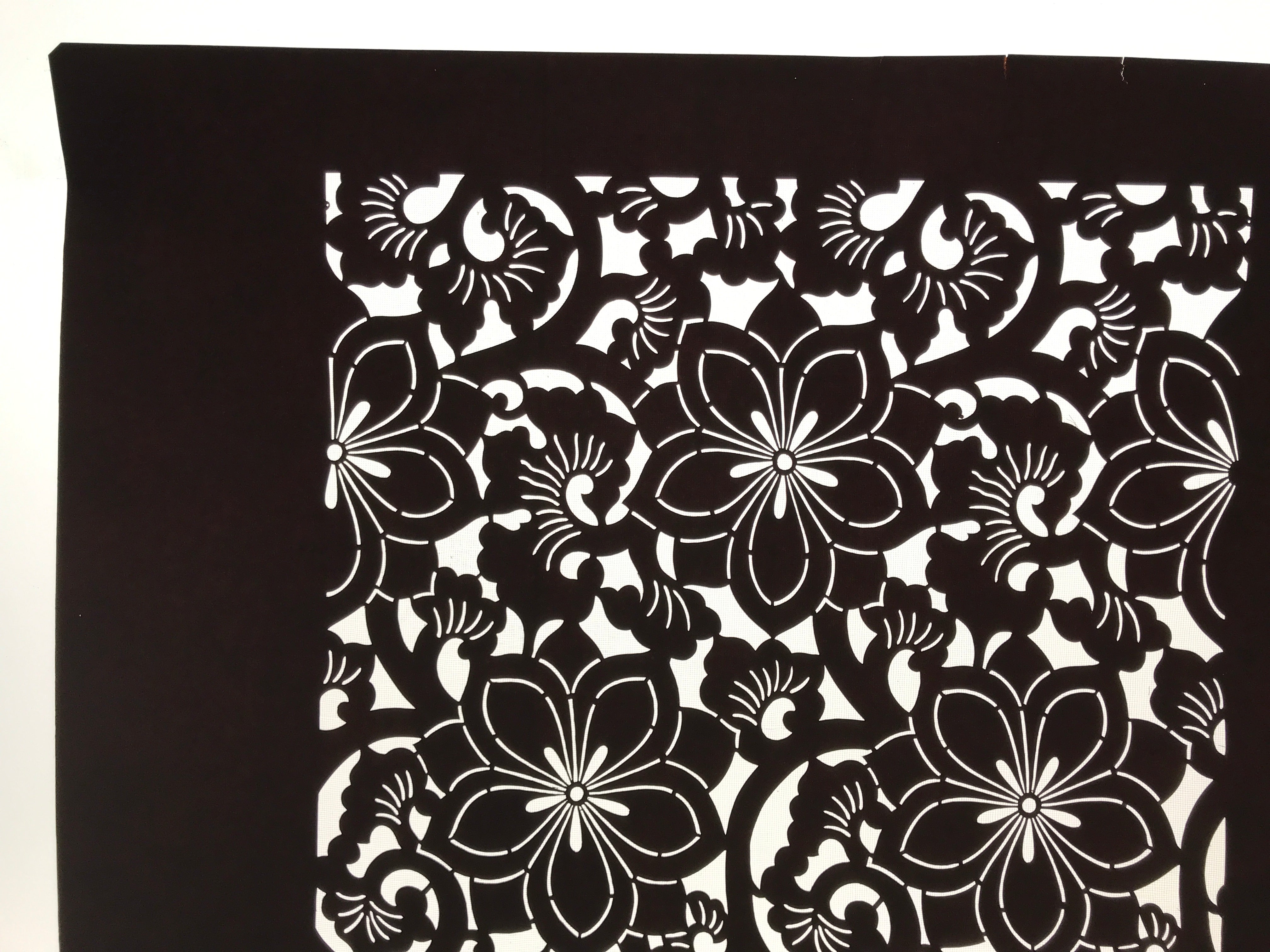 Antique Japanese Katagami Kimono Paper Stencil Katazome Floral Karakusa 4Y700