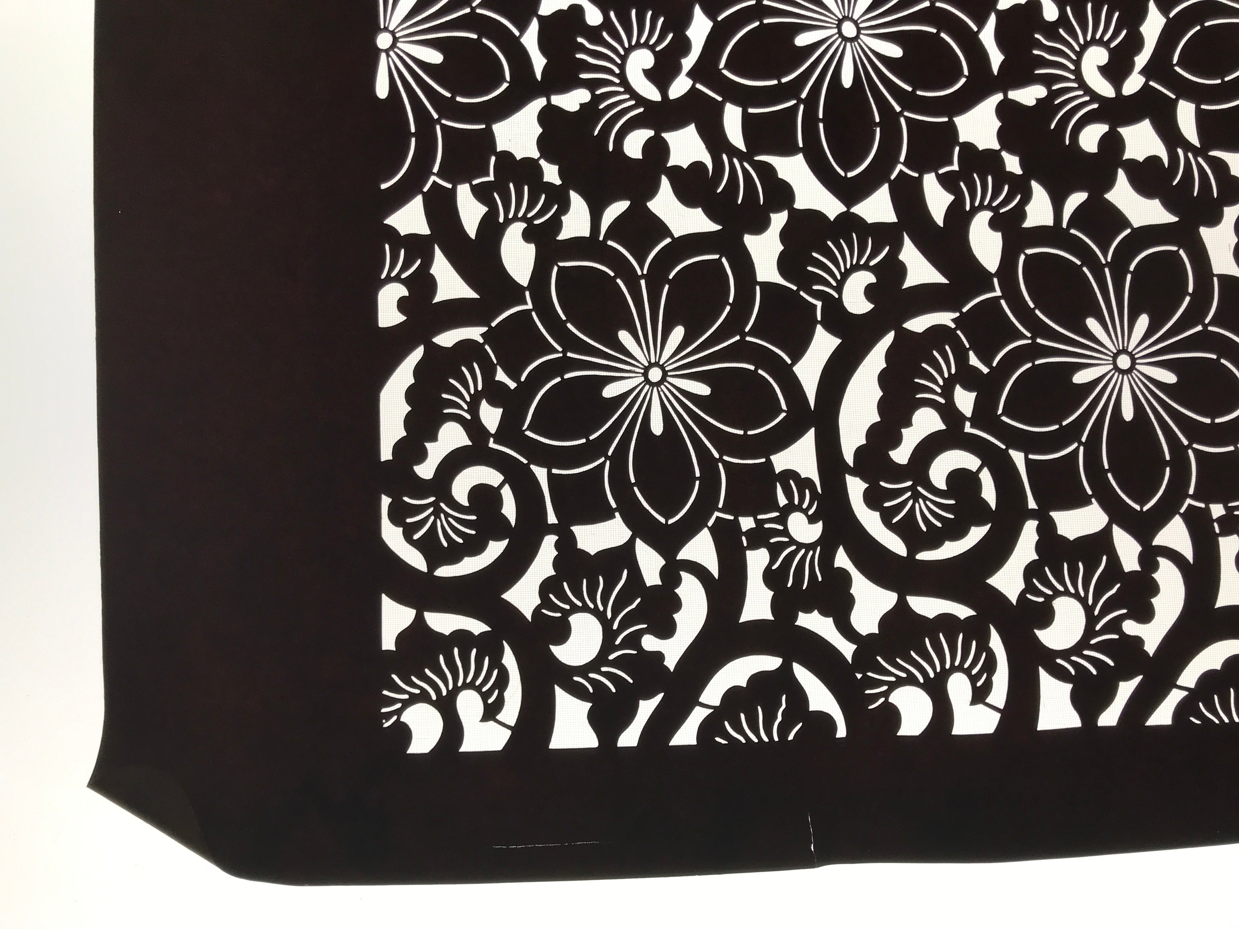 Antique Japanese Katagami Kimono Paper Stencil Katazome Floral Karakusa 4Y700