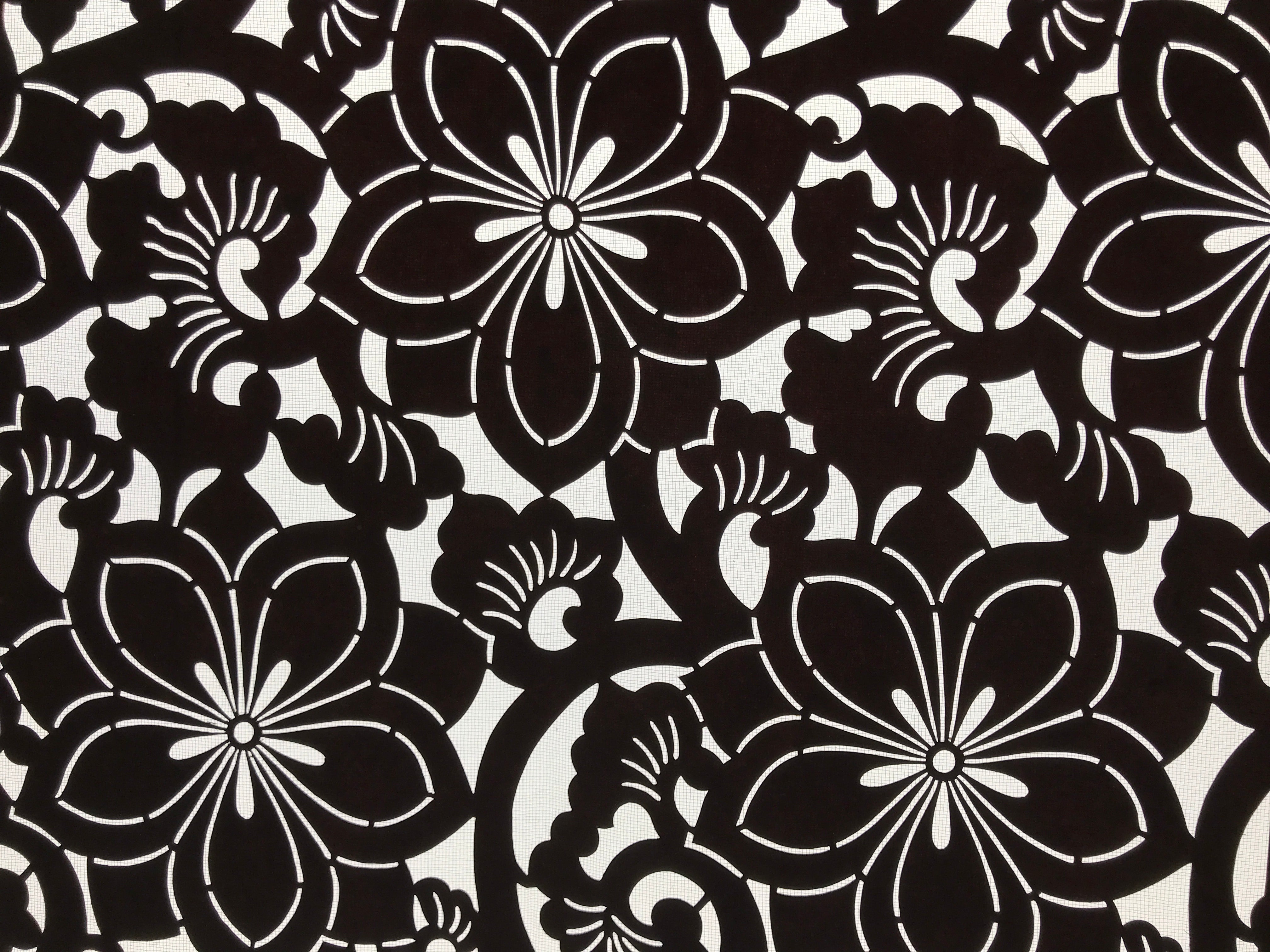 Antique Japanese Katagami Kimono Paper Stencil Katazome Floral Karakusa 4Y700