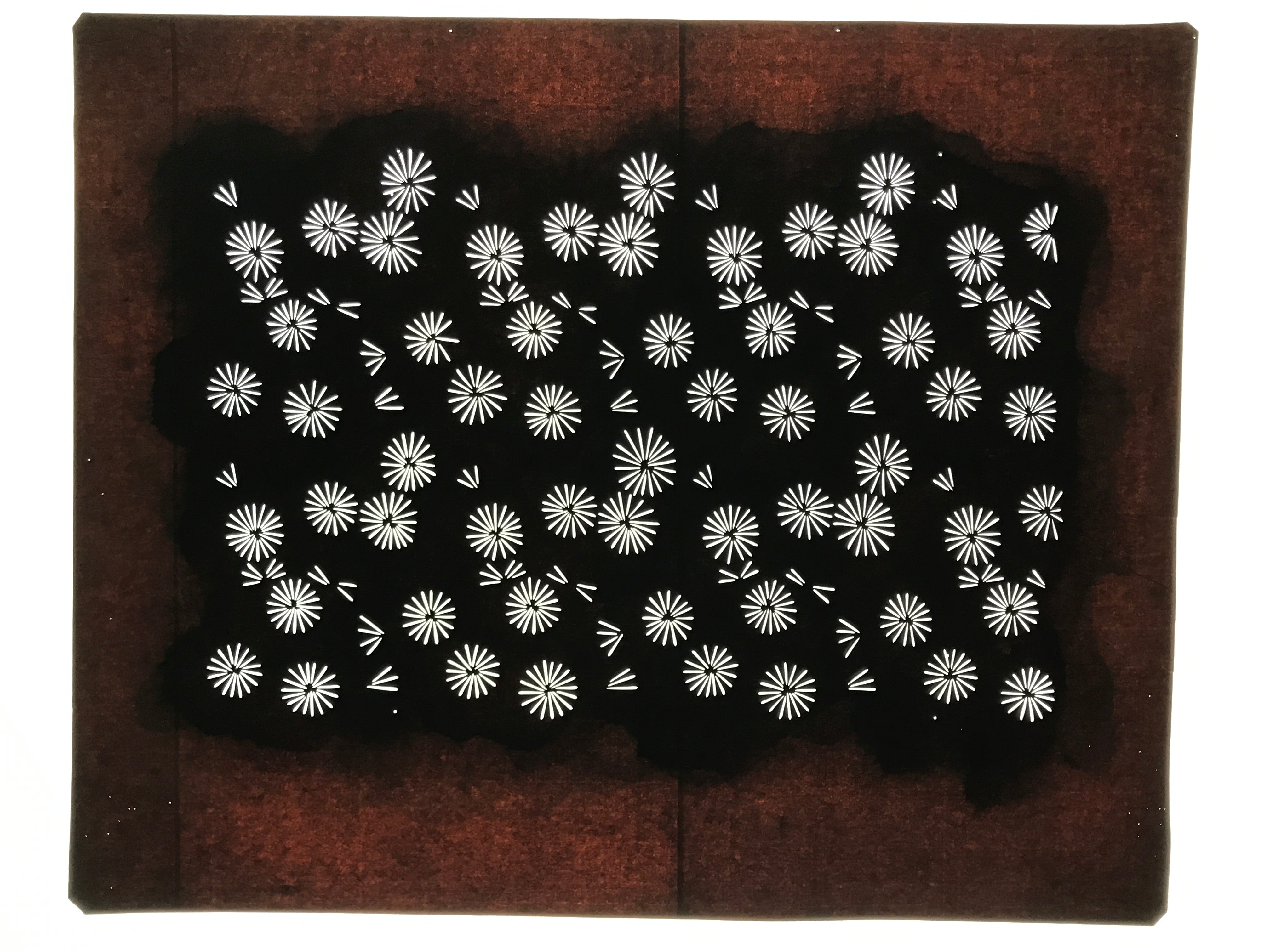 Antique Japanese Katagami Kimono Paper Stencil Katazome Floral Pattern 4Y663