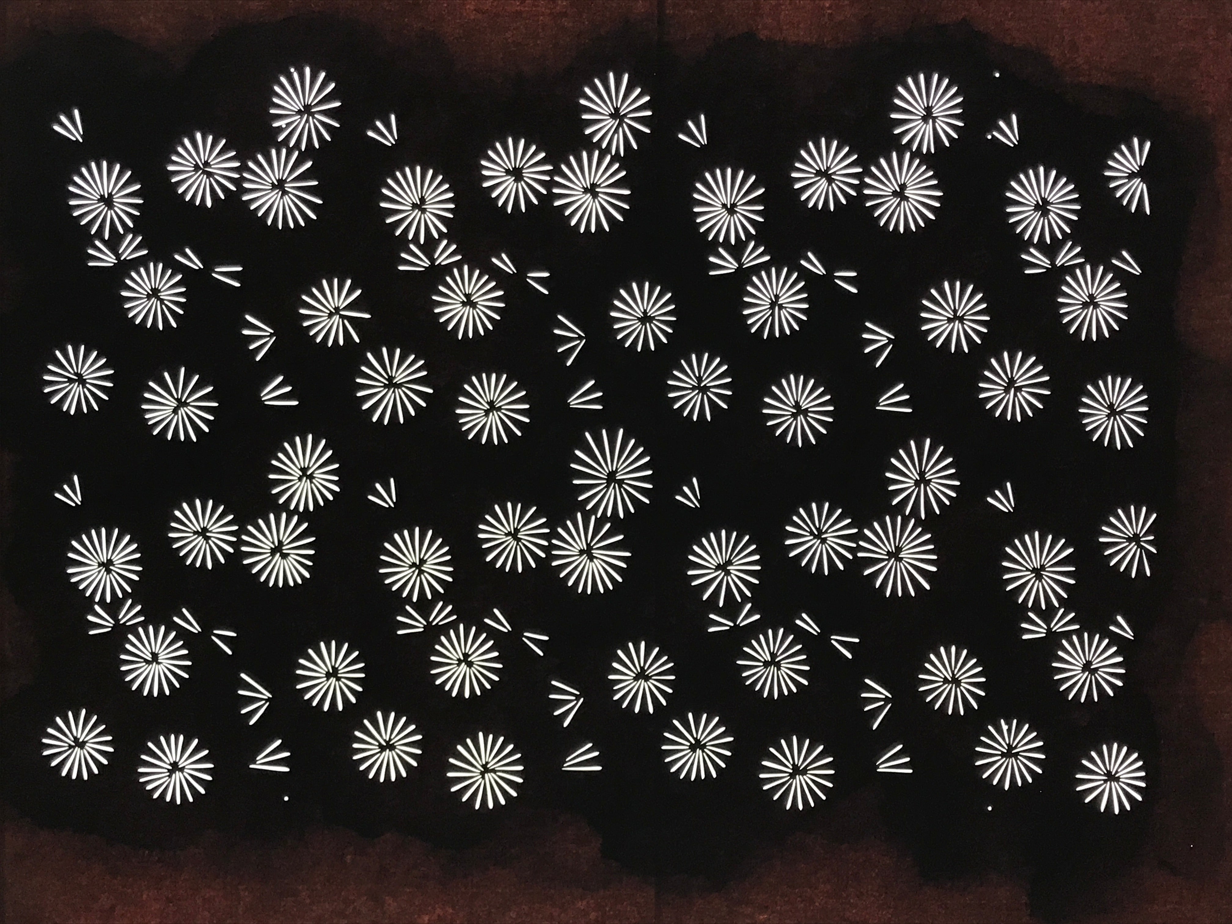 Antique Japanese Katagami Kimono Paper Stencil Katazome Floral Pattern 4Y663