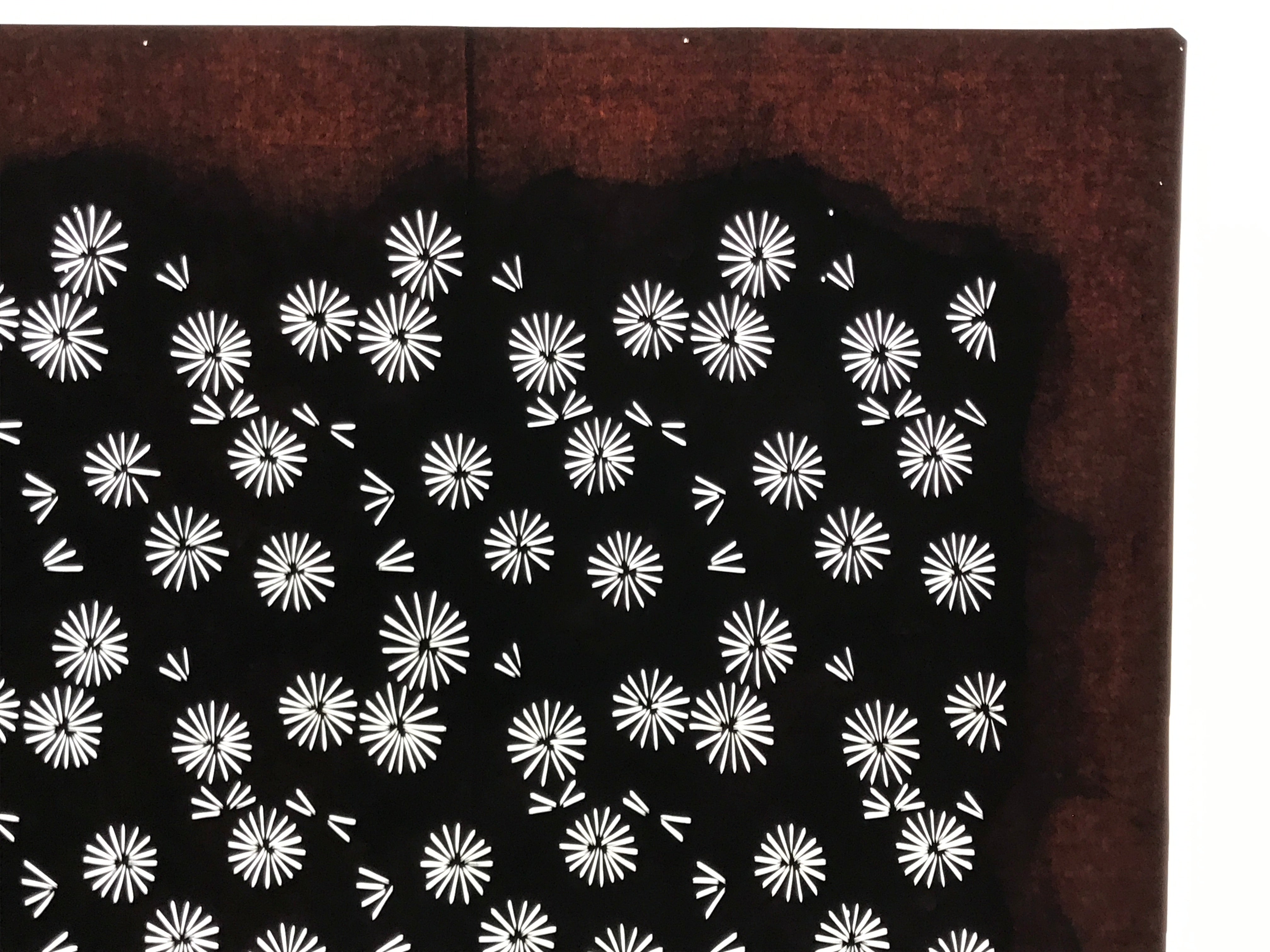 Antique Japanese Katagami Kimono Paper Stencil Katazome Floral Pattern 4Y663