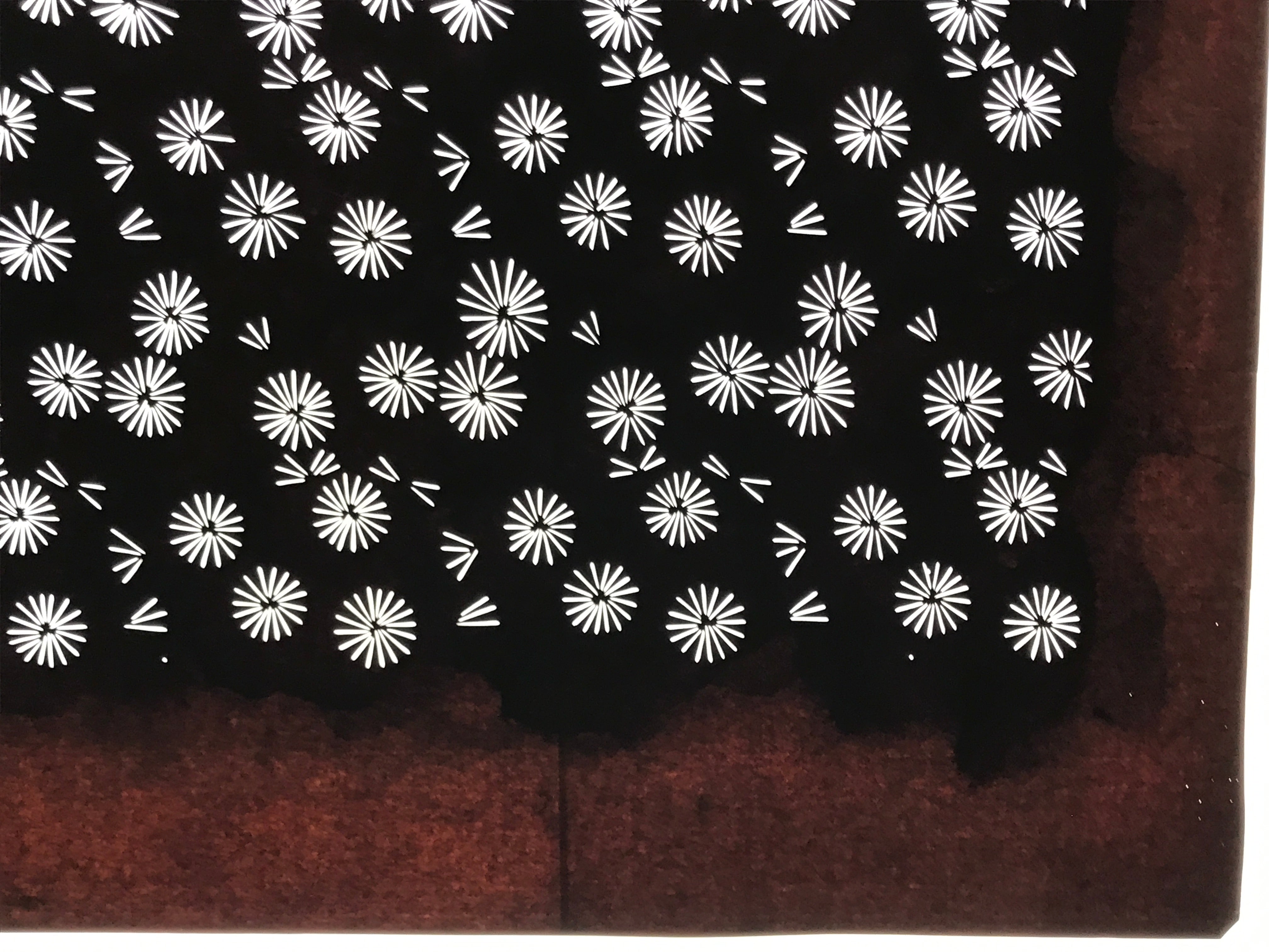 Antique Japanese Katagami Kimono Paper Stencil Katazome Floral Pattern 4Y663