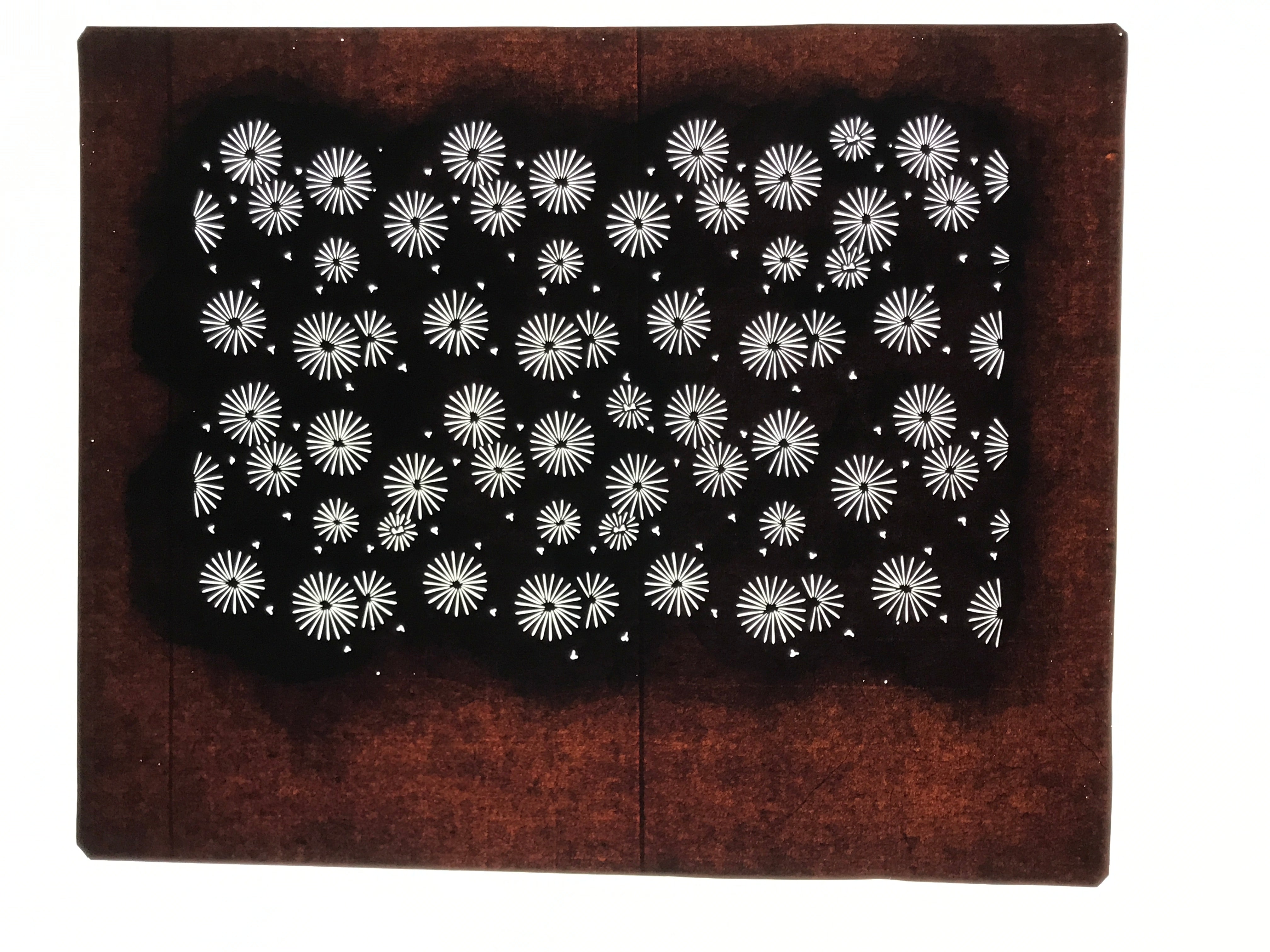 Antique Japanese Katagami Kimono Paper Stencil Katazome Floral Pattern 4Y667