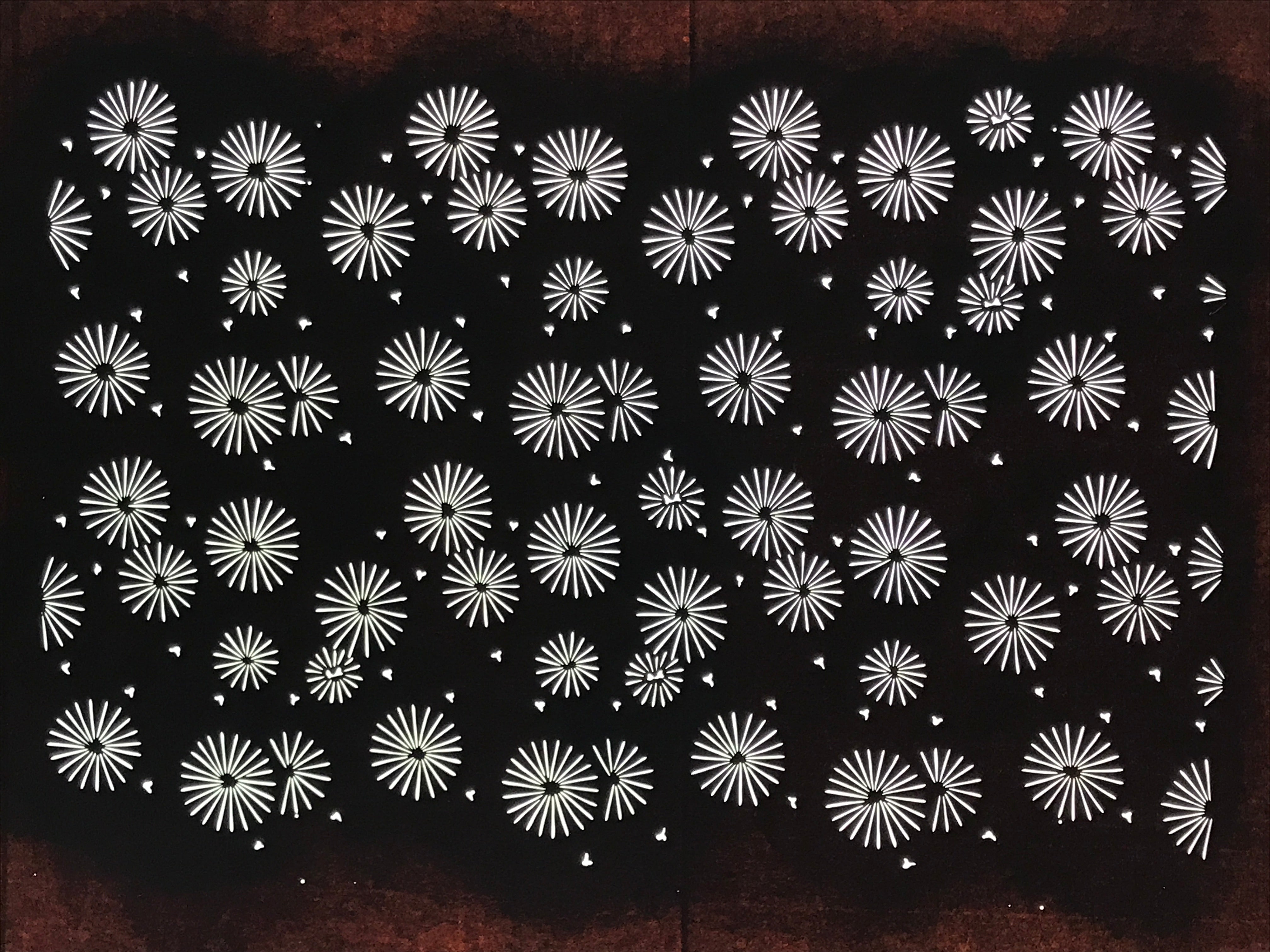 Antique Japanese Katagami Kimono Paper Stencil Katazome Floral Pattern 4Y667