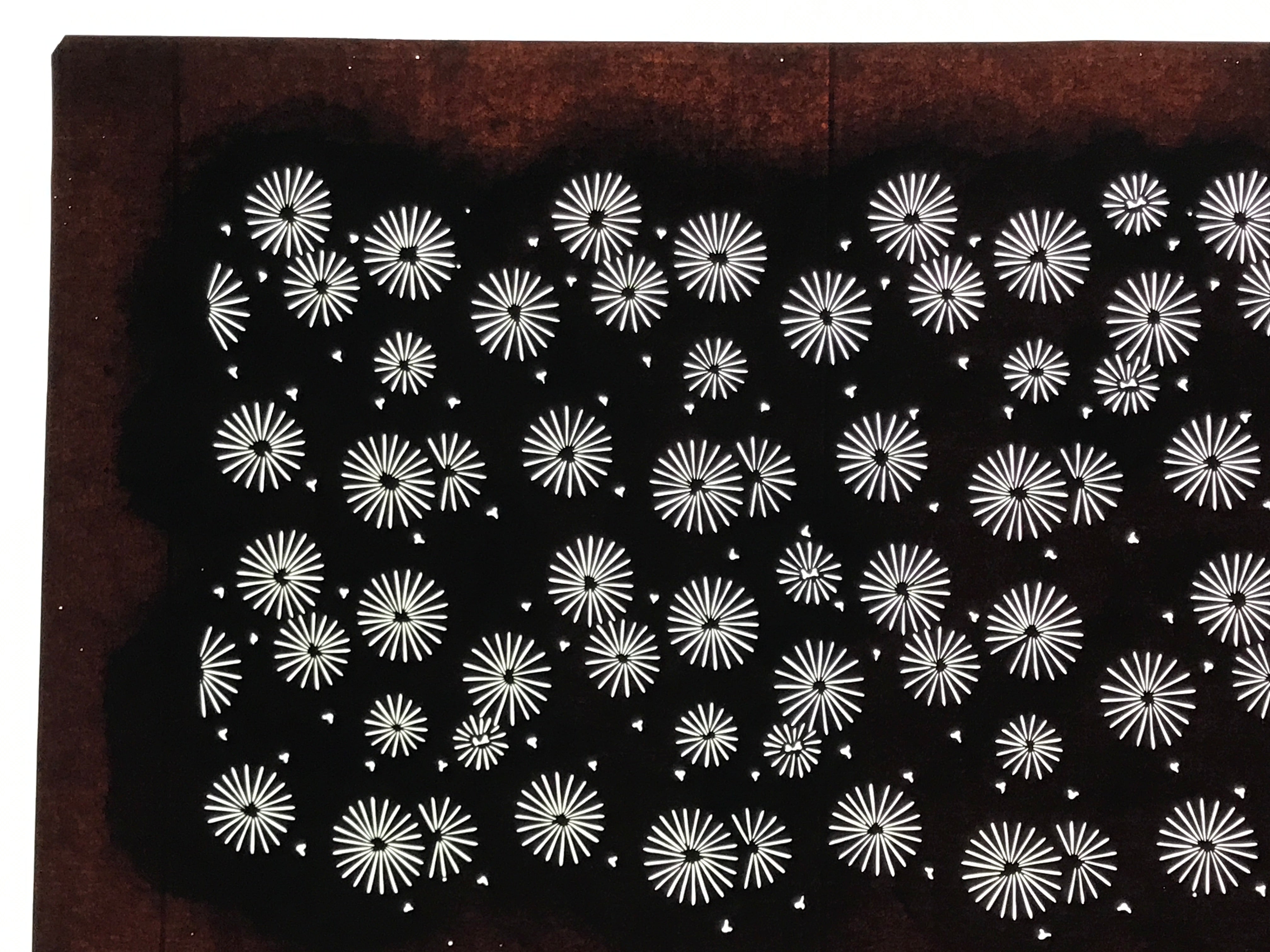 Antique Japanese Katagami Kimono Paper Stencil Katazome Floral Pattern 4Y667