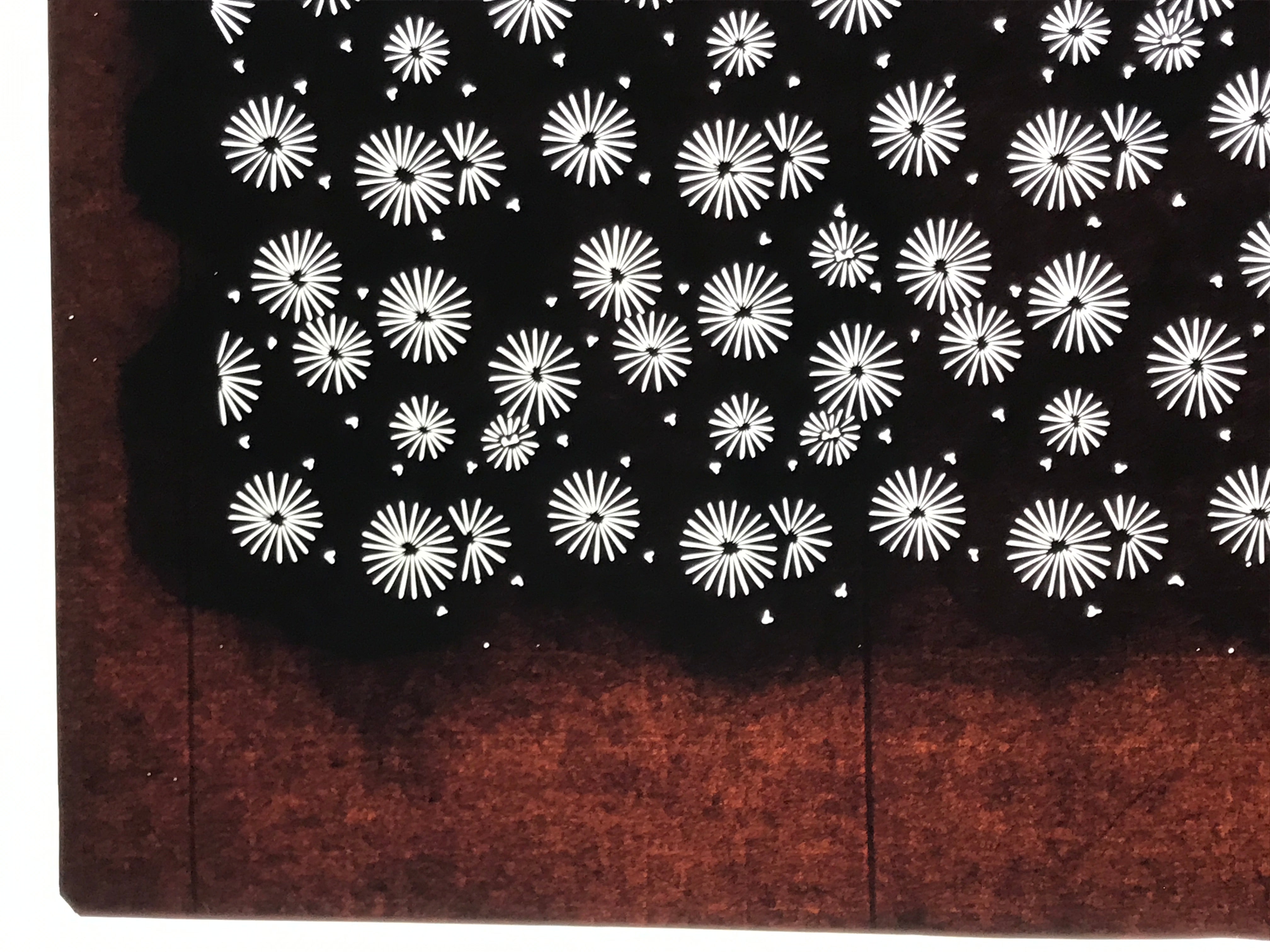 Antique Japanese Katagami Kimono Paper Stencil Katazome Floral Pattern 4Y667