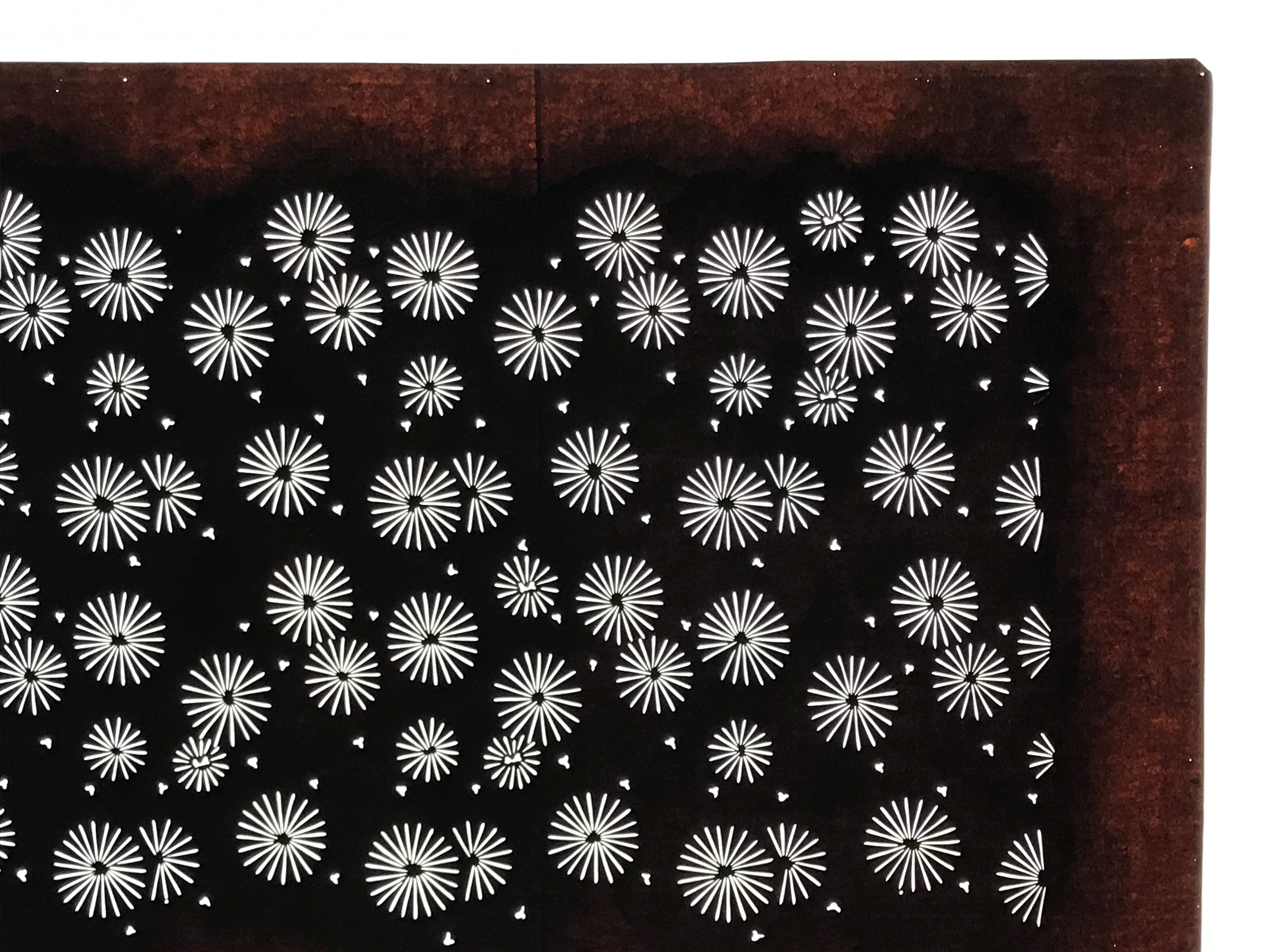 Antique Japanese Katagami Kimono Paper Stencil Katazome Floral Pattern 4Y667