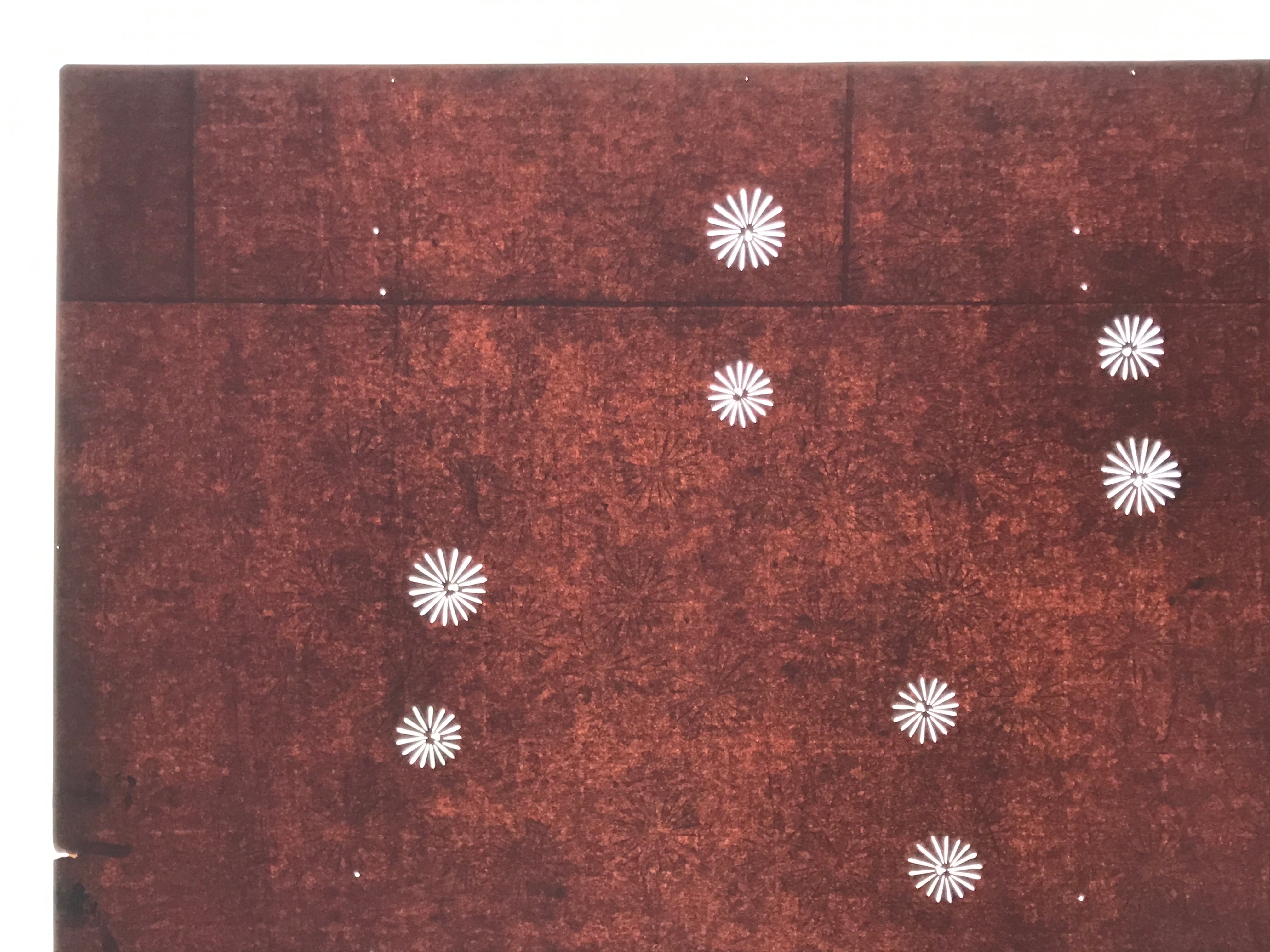 Antique Japanese Katagami Kimono Paper Stencil Katazome Floral Pattern 4Y687