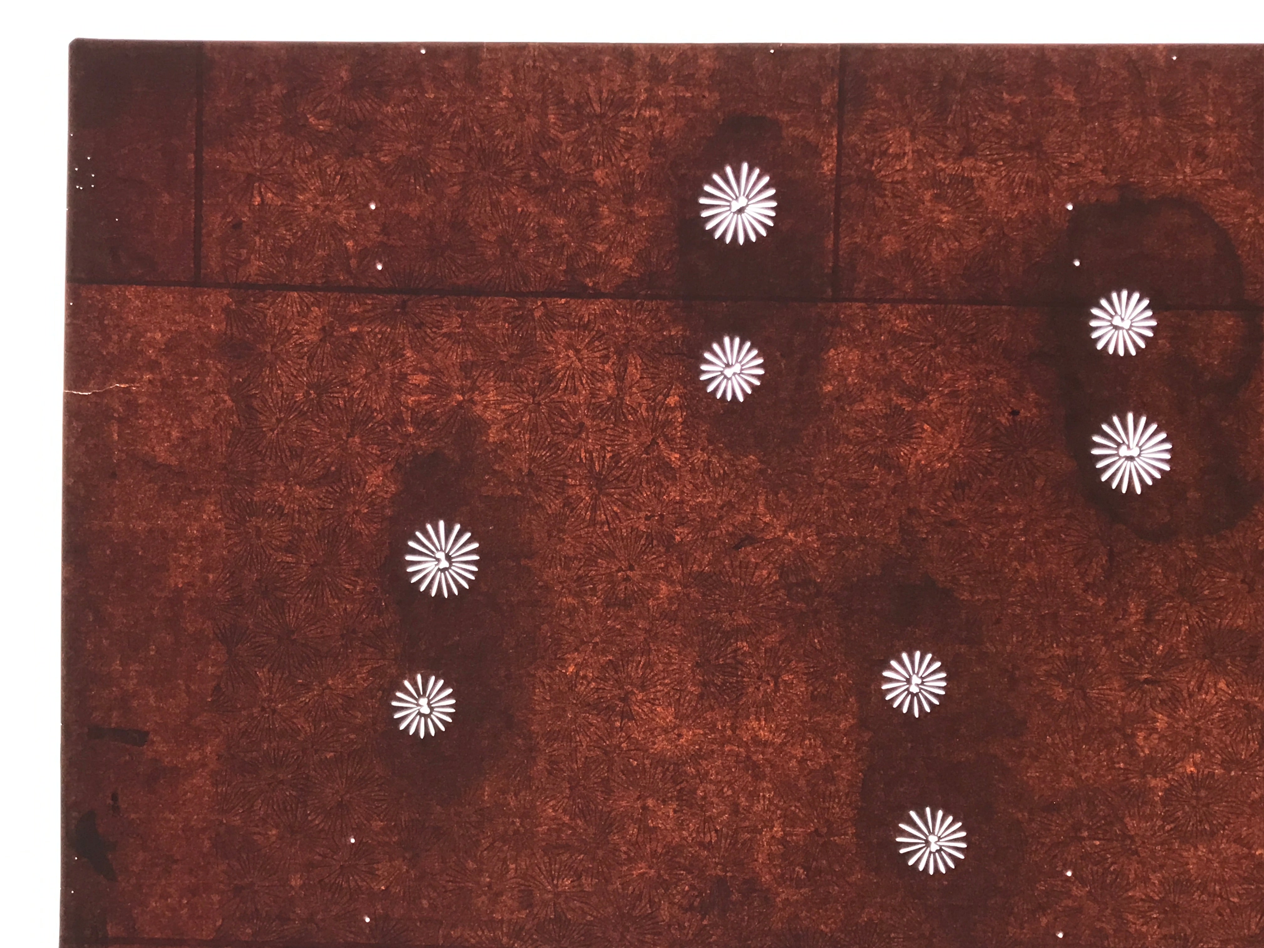 Antique Japanese Katagami Kimono Paper Stencil Katazome Floral Pattern 4Y688