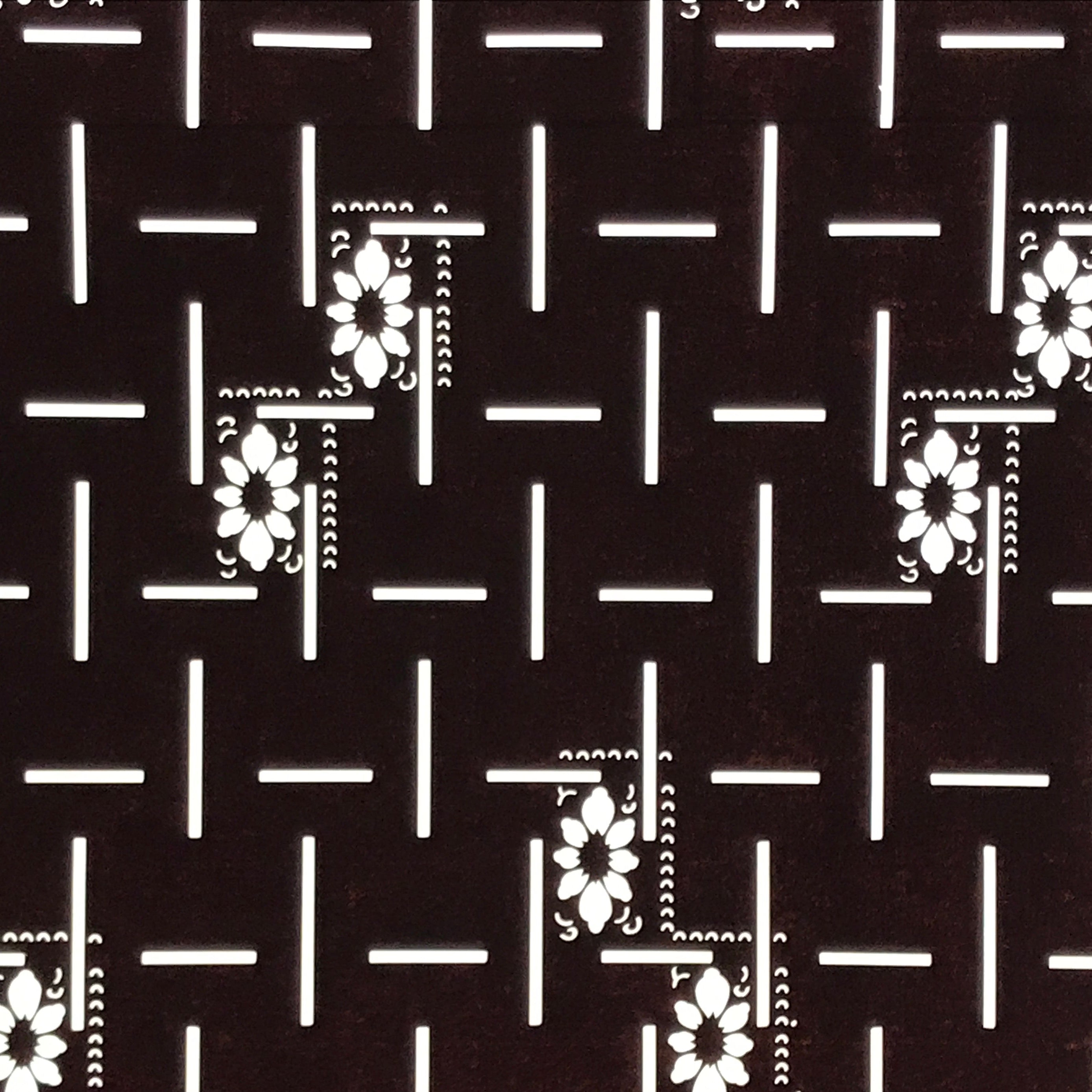 Antique Japanese Katagami Kimono Paper Stencil Katazome Floral Woven Lines 4Y672