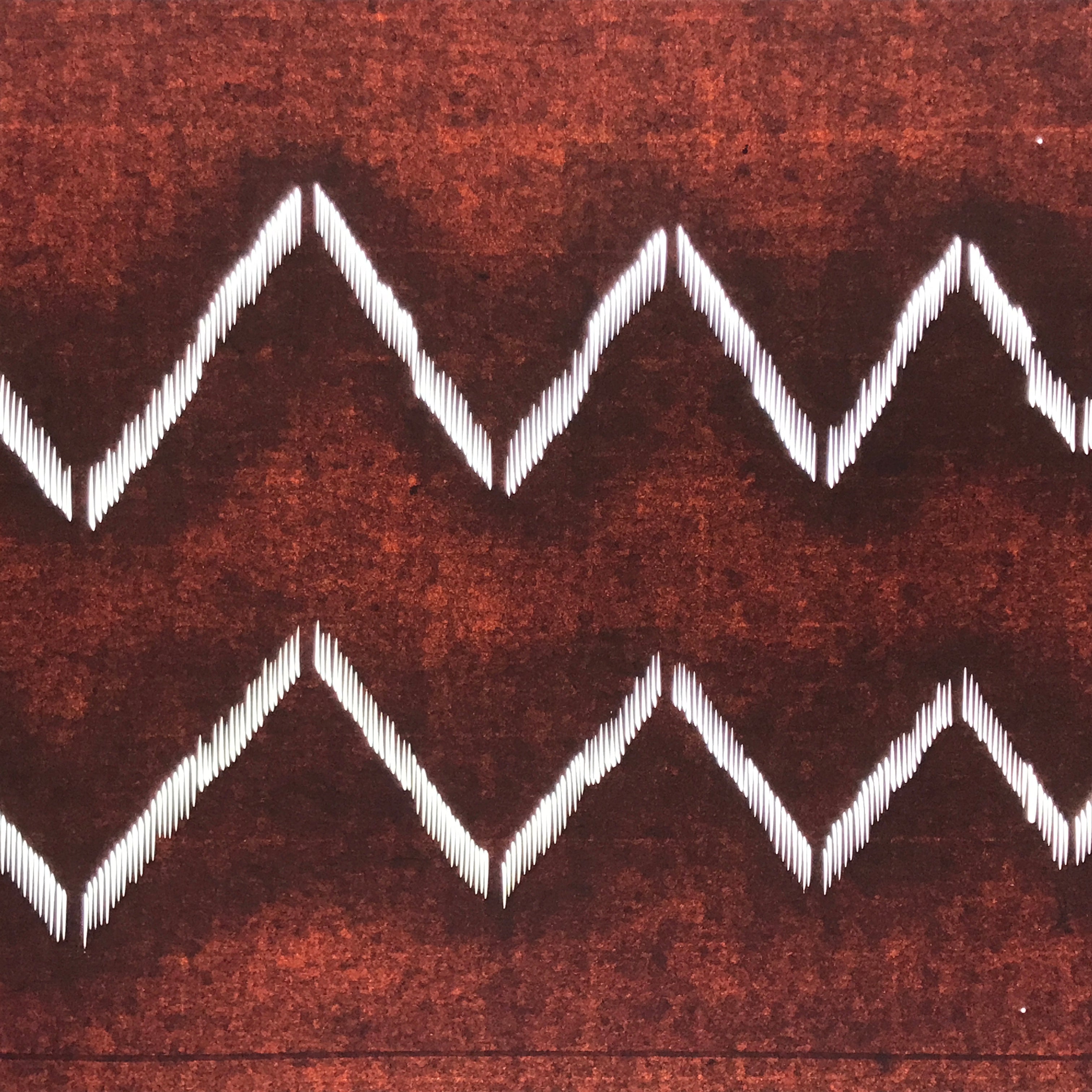 Antique Japanese Katagami Kimono Paper Stencil Katazome Mountain Line 4Y696