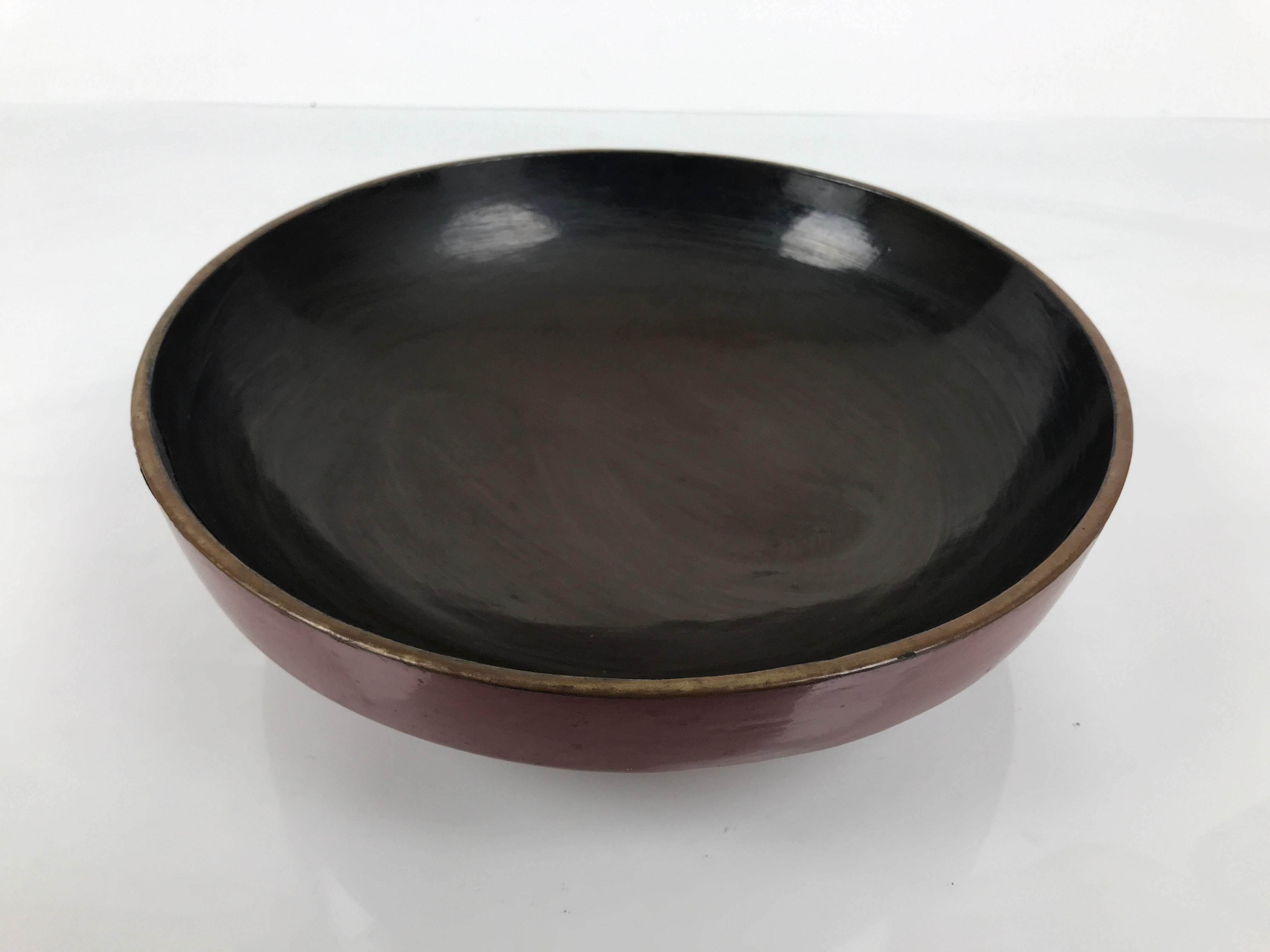 Antique Japanese Lacquer Wood Lidded Large Bowl Makie Gold Red Plum Crane L611