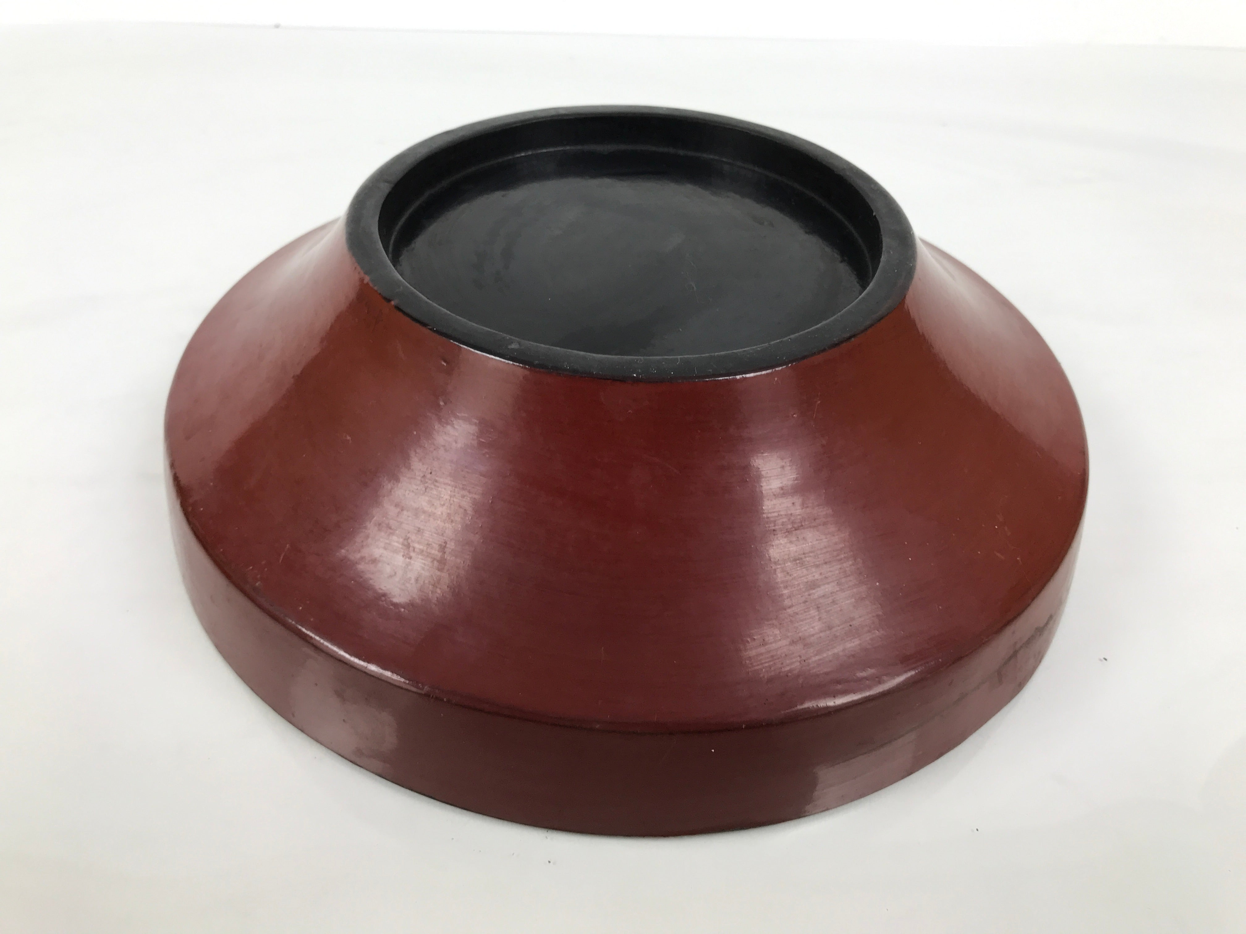 Antique Japanese Lacquer Wood Lidded Large Bowl Makie Gold Red Plum Crane L611