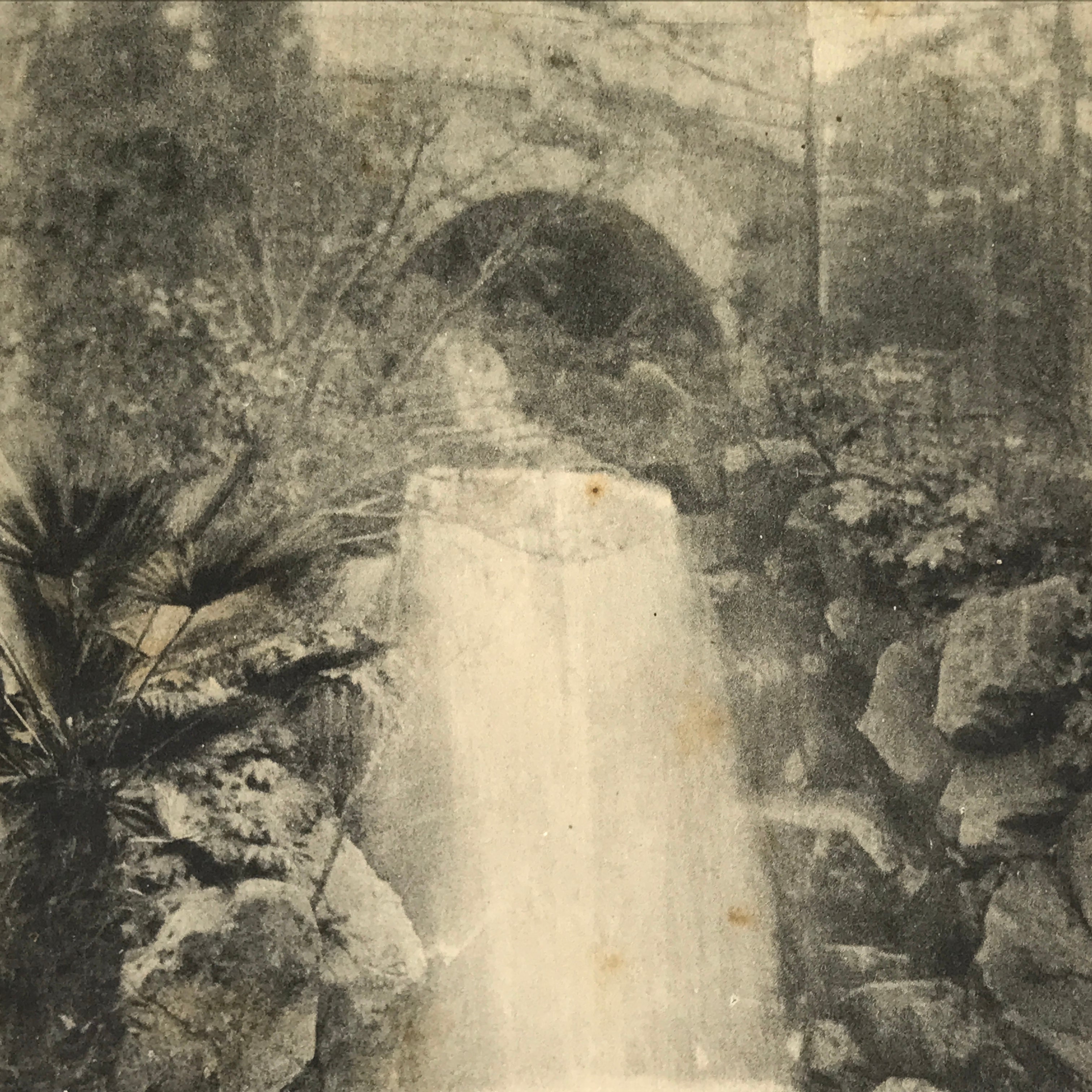 Japanese BW Postcard Osaka Runapark Waterfall C1920 Taisho Photography PC191