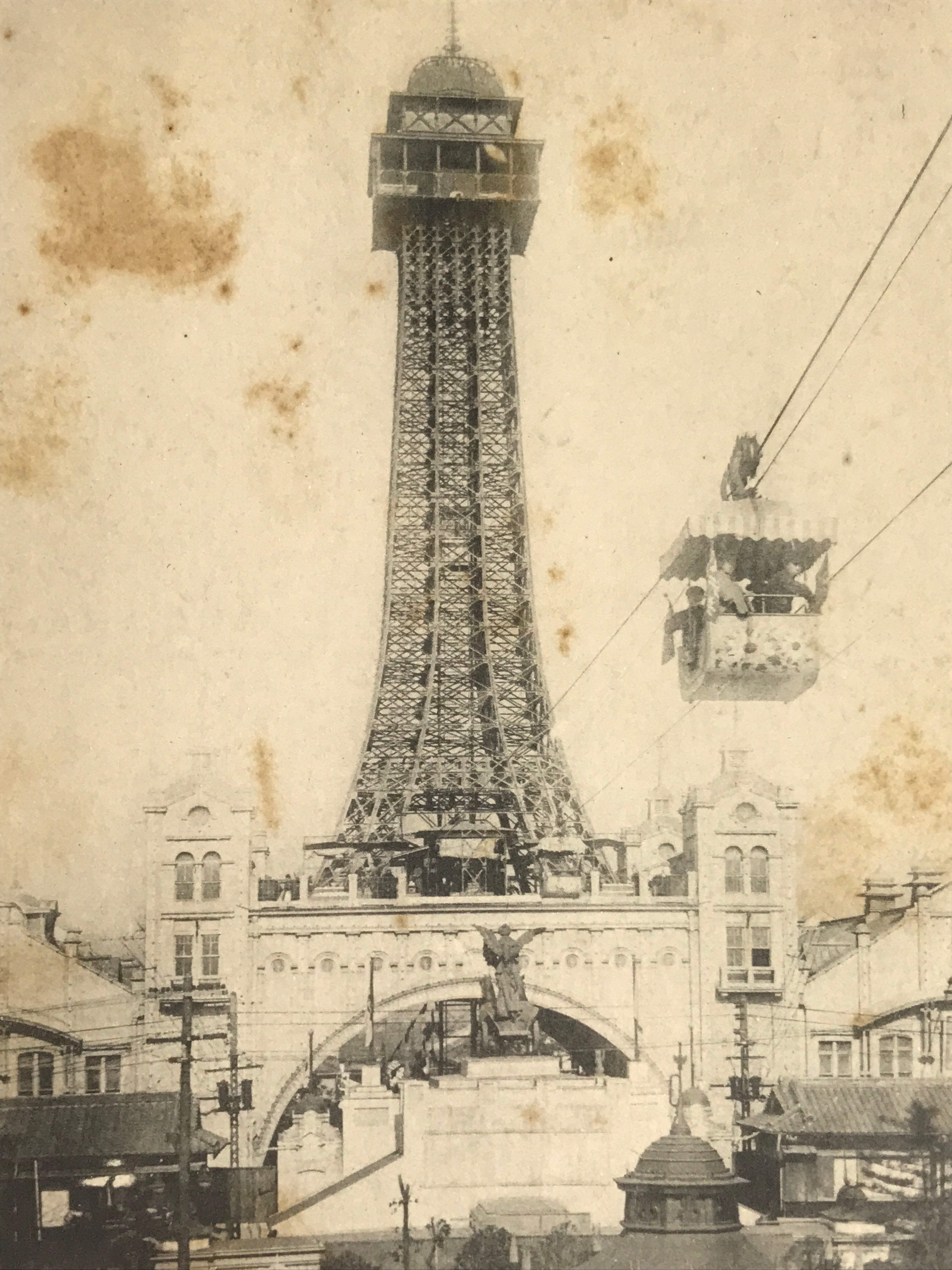 Japanese BW Postcard Osaka Shinsekai Tsutenkaku C1920 Taisho Photography PC188