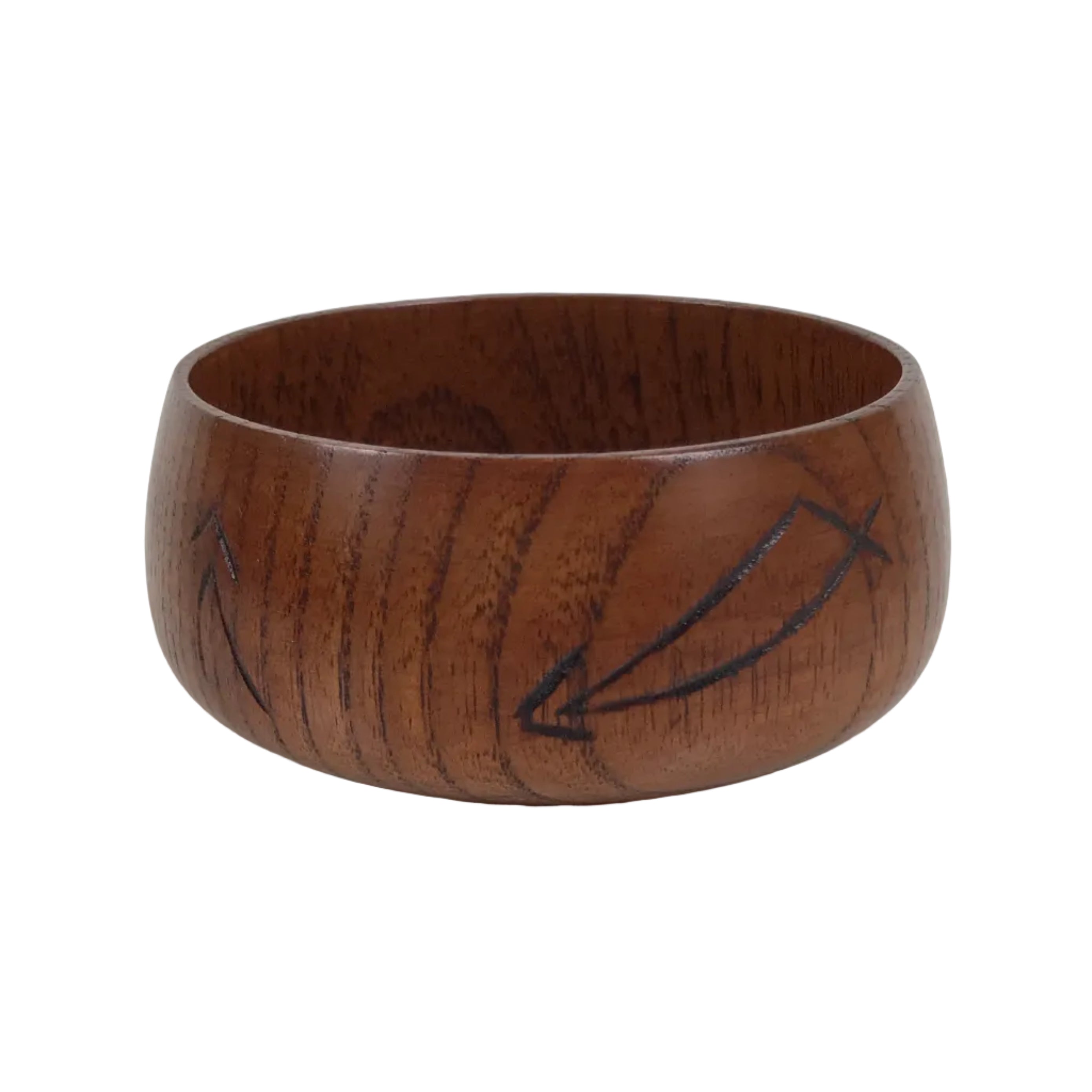 Japanese Brushed Lacquer Wooden Sake Snack Cup Vtg Kobachi Bowl Brown L597