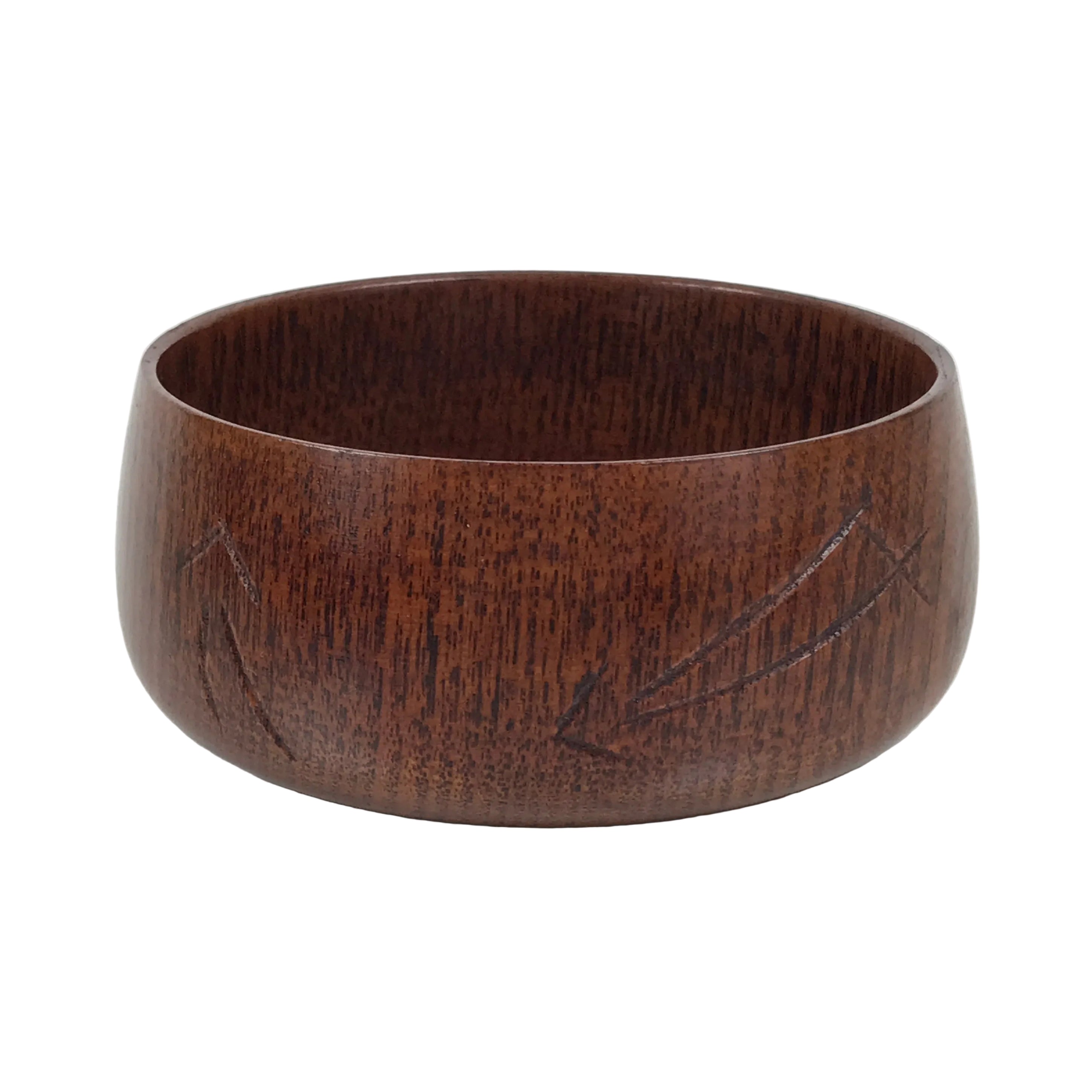 Japanese Brushed Lacquer Wooden Sake Snack Cup Vtg Kobachi Bowl Brown L598