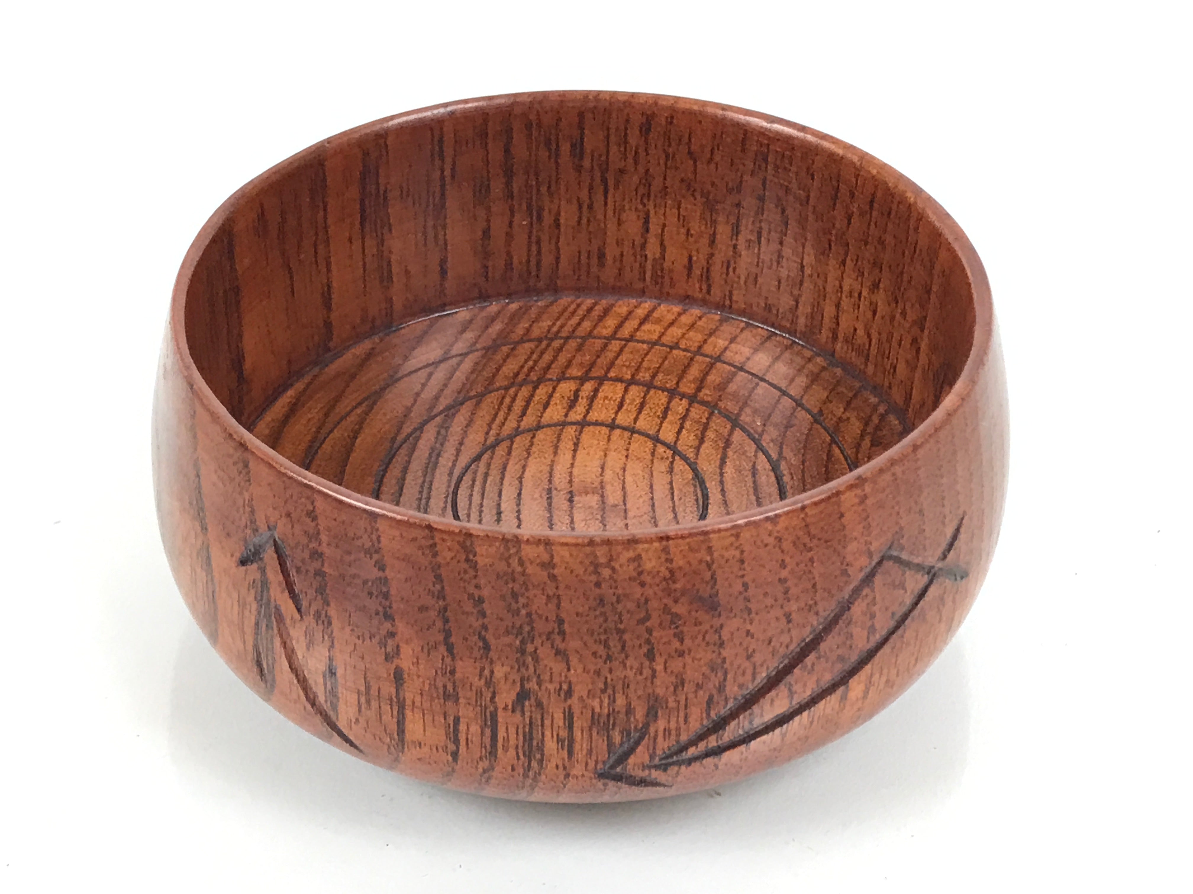 Japanese Brushed Lacquer Wooden Sake Snack Cup Vtg Kobachi Bowl Brown L599