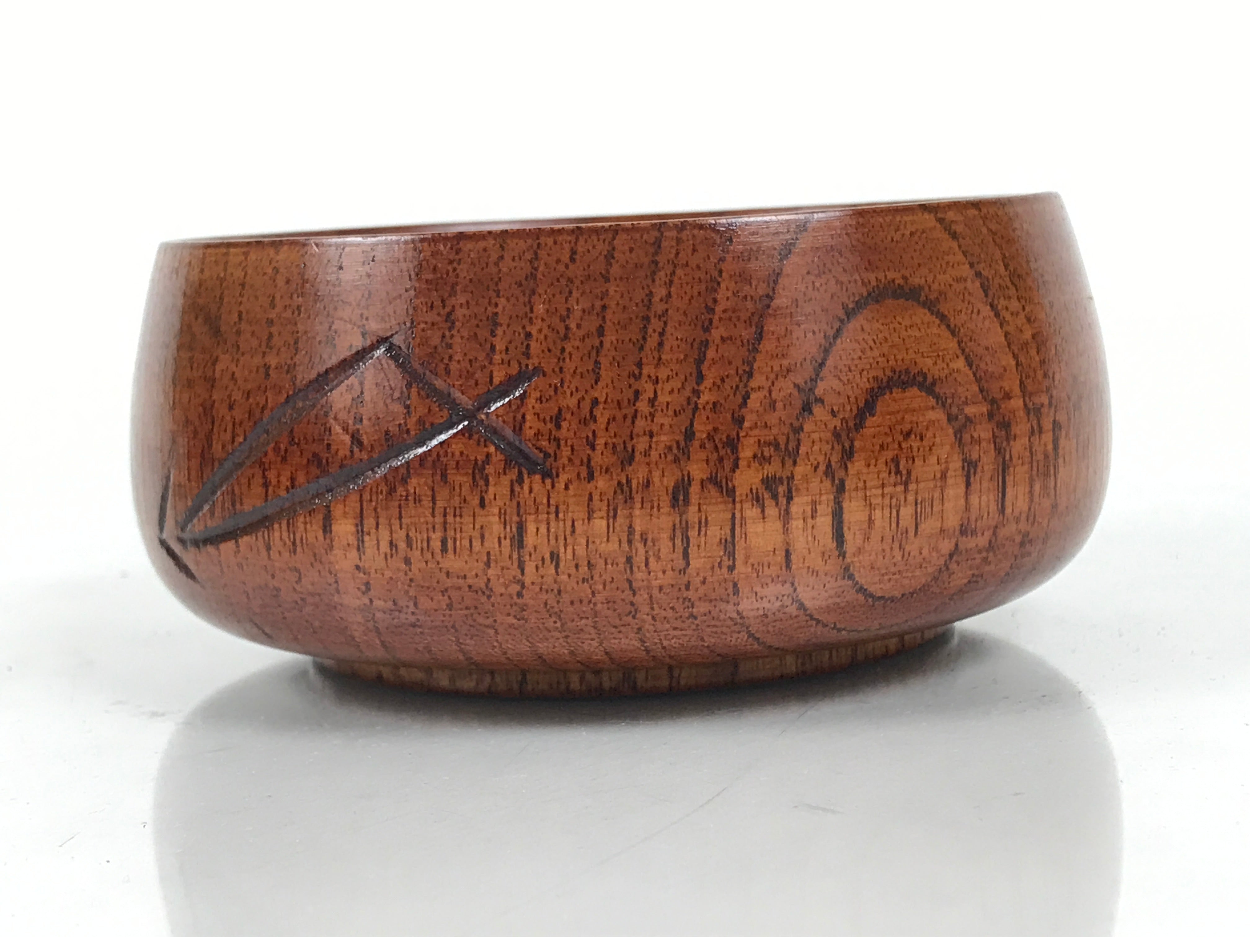 Japanese Brushed Lacquer Wooden Sake Snack Cup Vtg Kobachi Bowl Brown L599