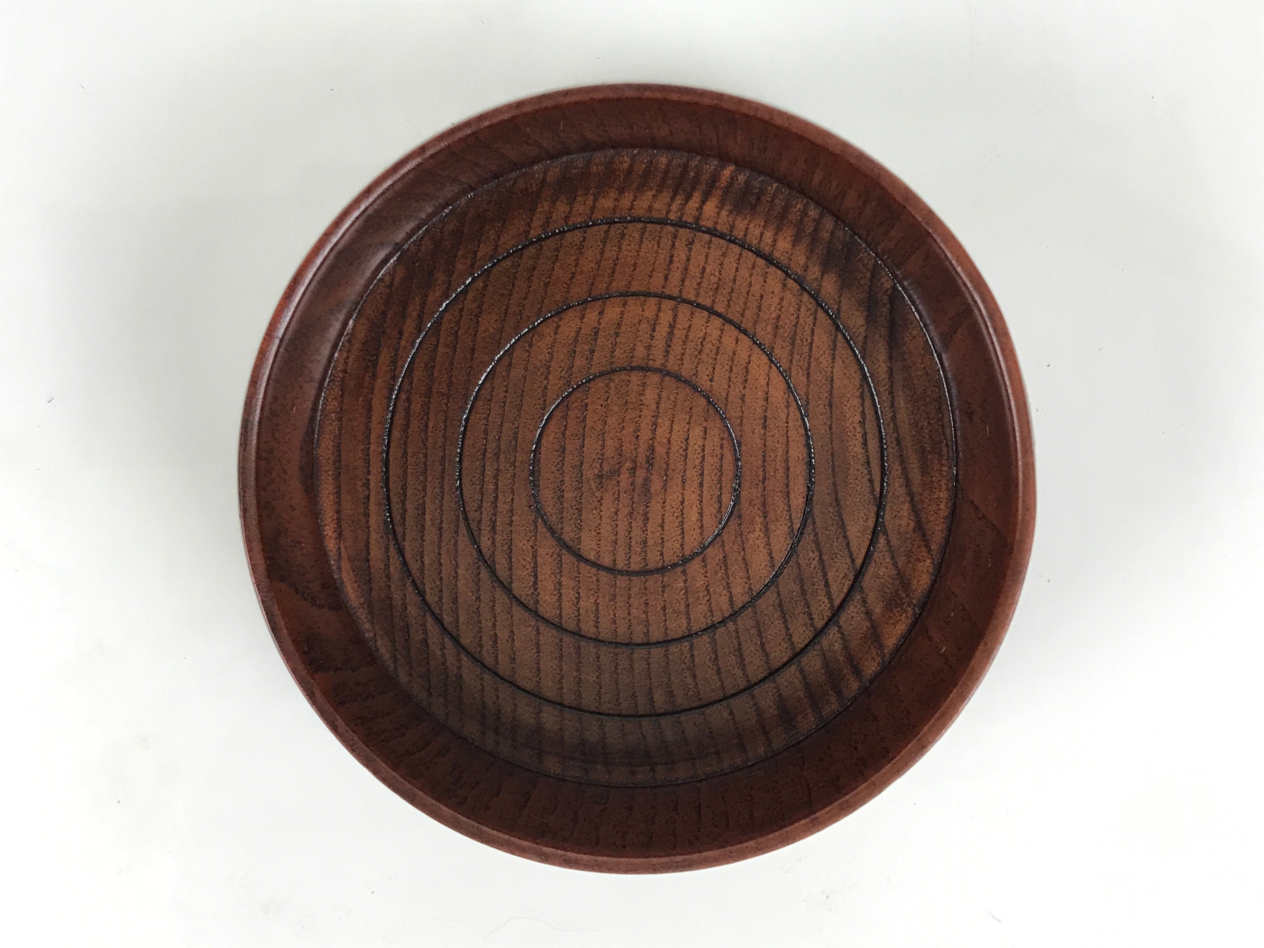 Japanese Brushed Lacquer Wooden Sake Snack Cup Vtg Kobachi Bowl Brown L600