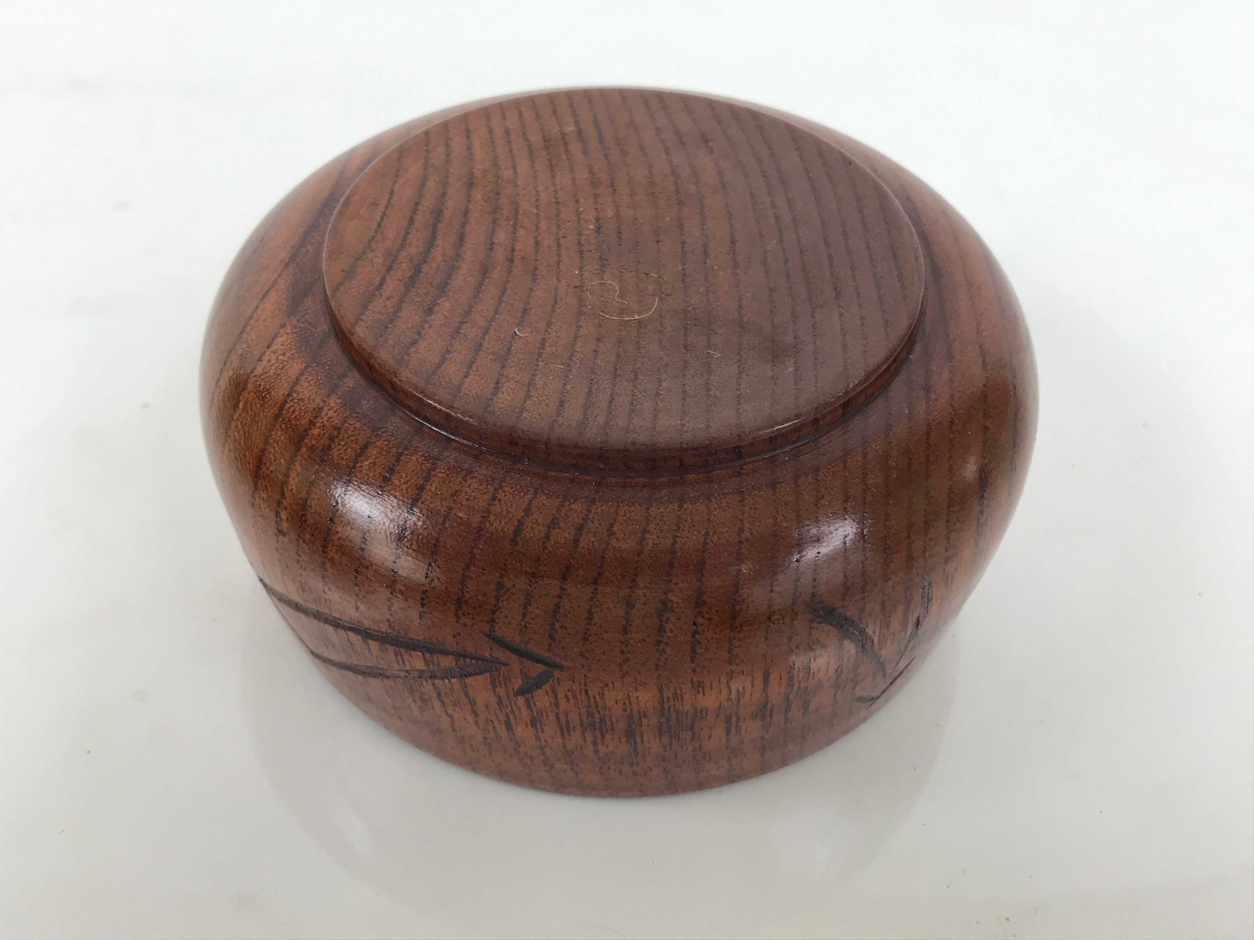 Japanese Brushed Lacquer Wooden Sake Snack Cup Vtg Kobachi Bowl Brown L600