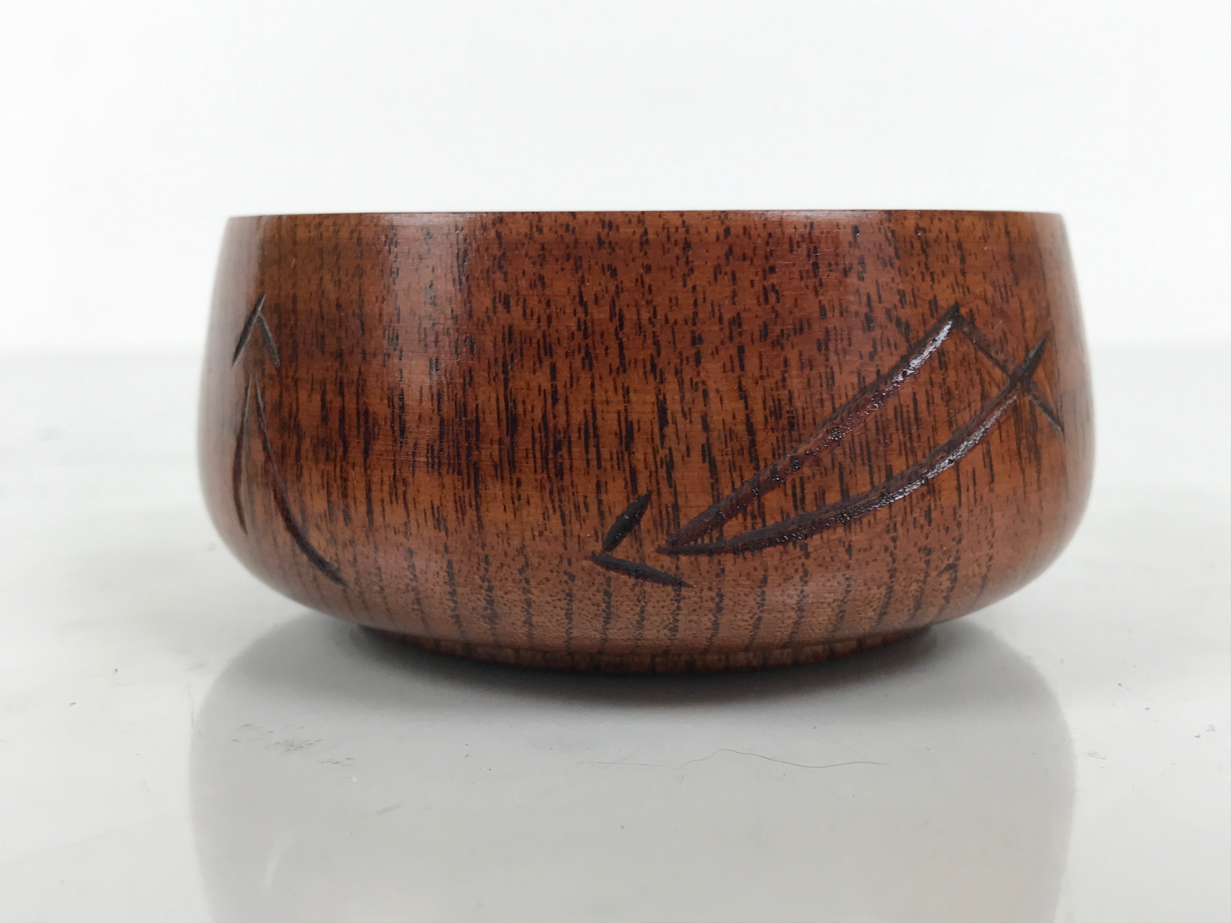 Japanese Brushed Lacquer Wooden Sake Snack Cup Vtg Kobachi Bowl Brown L600