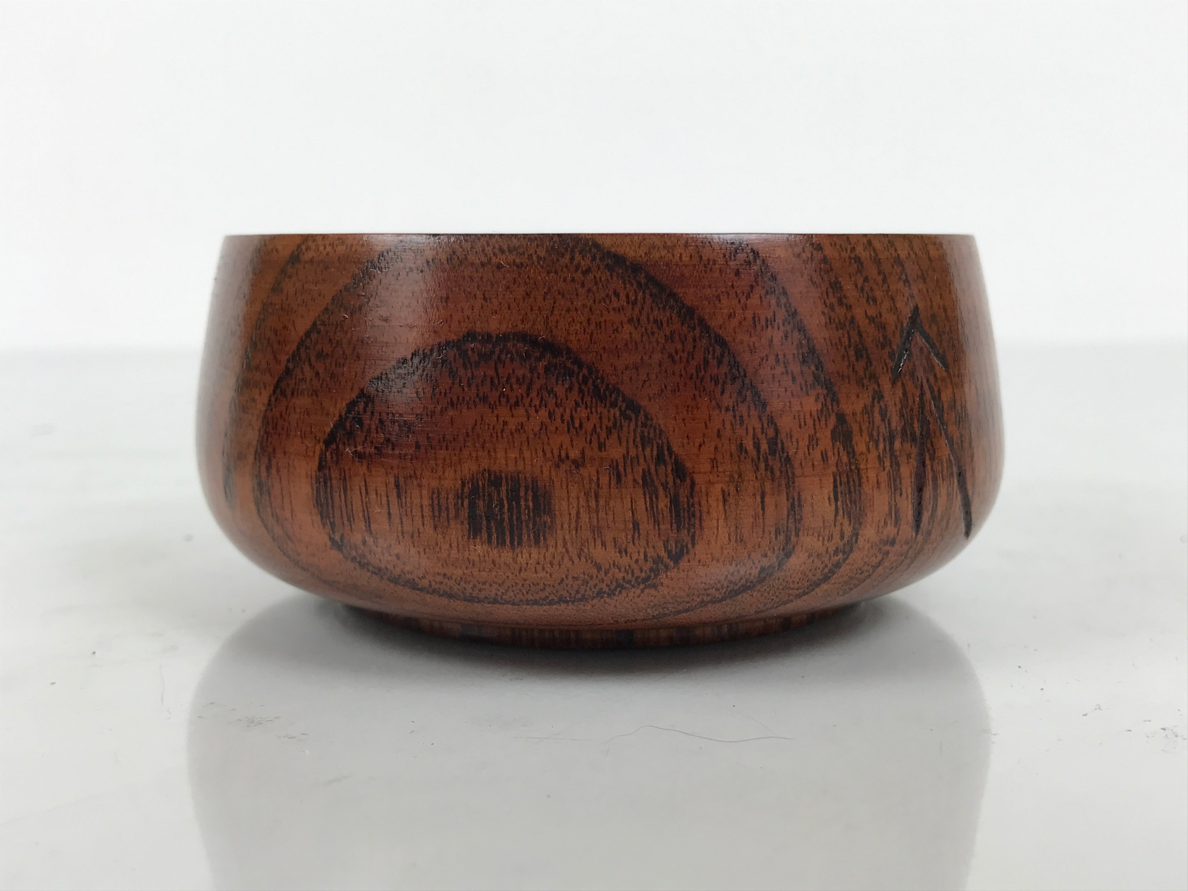 Japanese Brushed Lacquer Wooden Sake Snack Cup Vtg Kobachi Bowl Brown L600