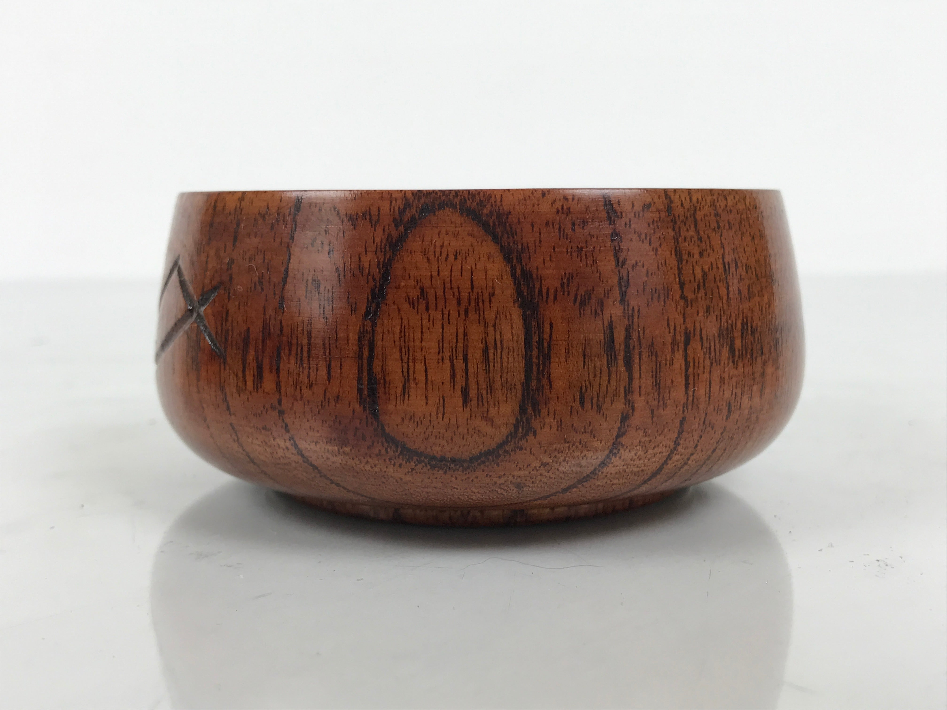 Japanese Brushed Lacquer Wooden Sake Snack Cup Vtg Kobachi Bowl Brown L600