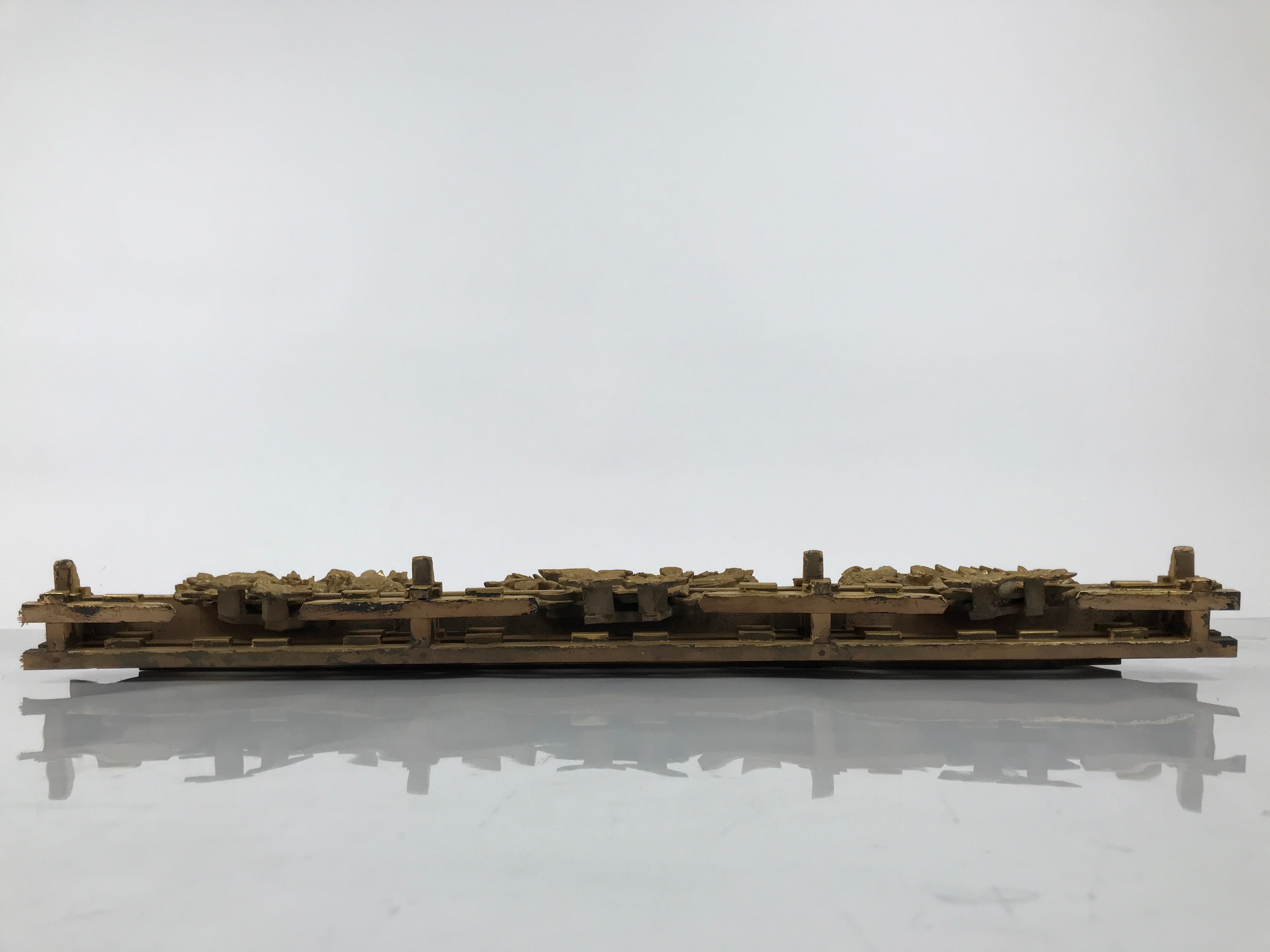 Japanese Buddhist Altar Wood Lacquer Part Carved Bird Peony Gold Brass BP32