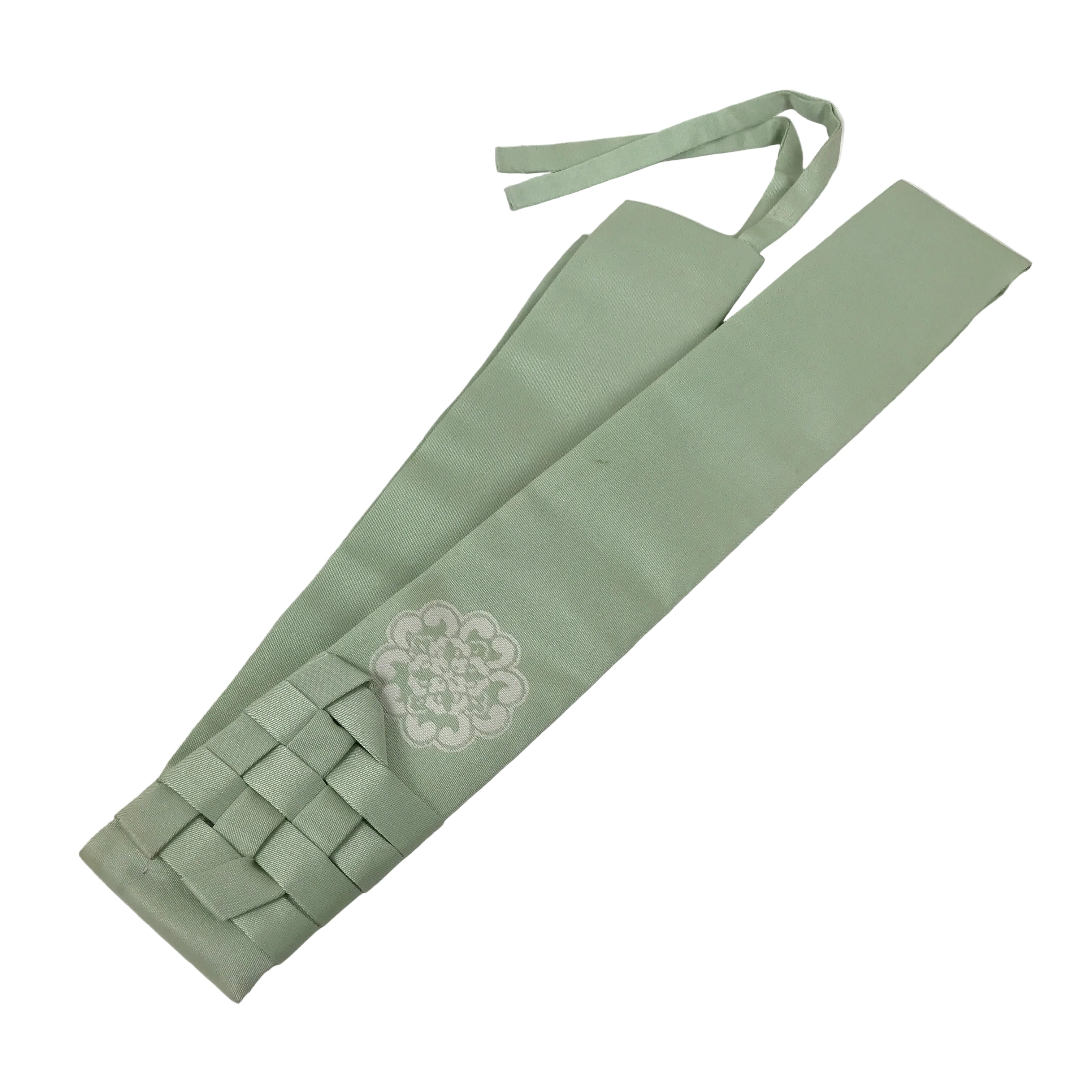 Japanese Buddhist Costume Surplice Sash Vtg Kataginu Wagesa Green White BA913