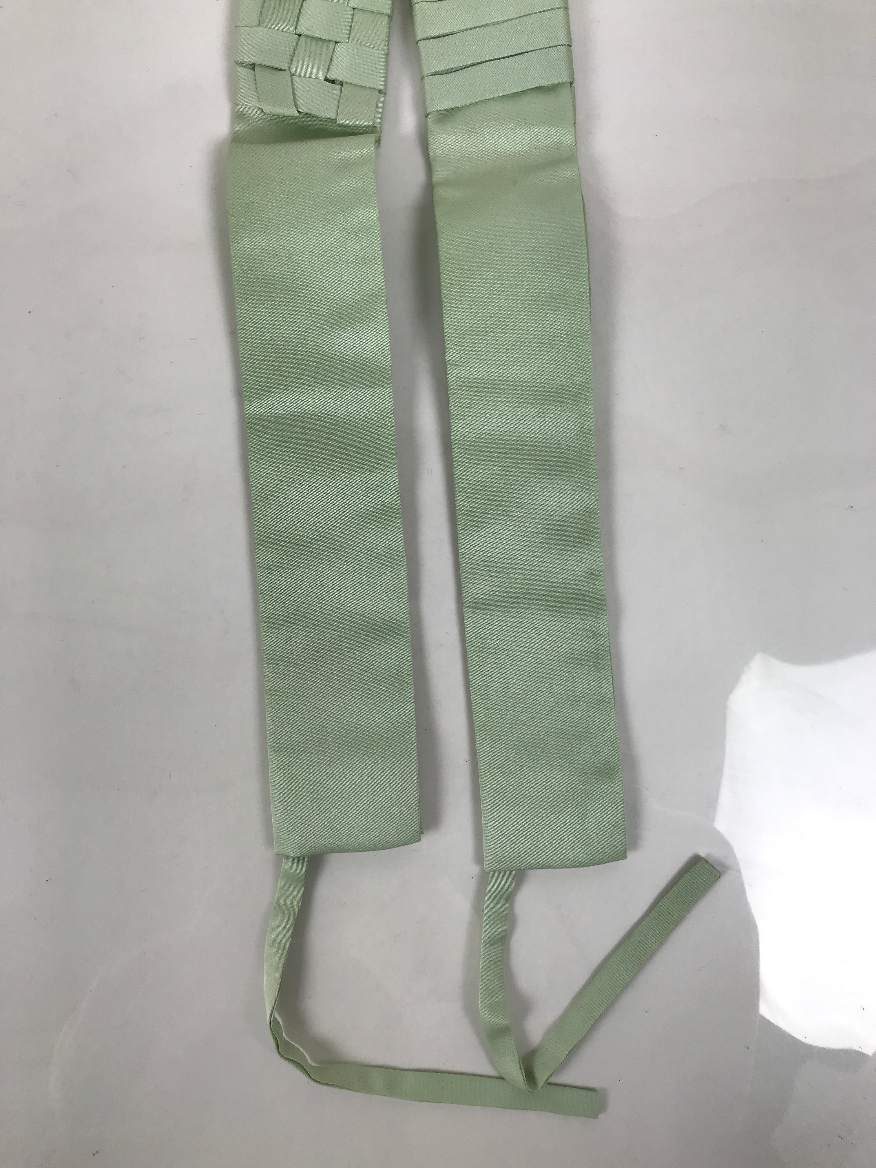 Japanese Buddhist Costume Surplice Sash Vtg Kataginu Wagesa Green White BA913