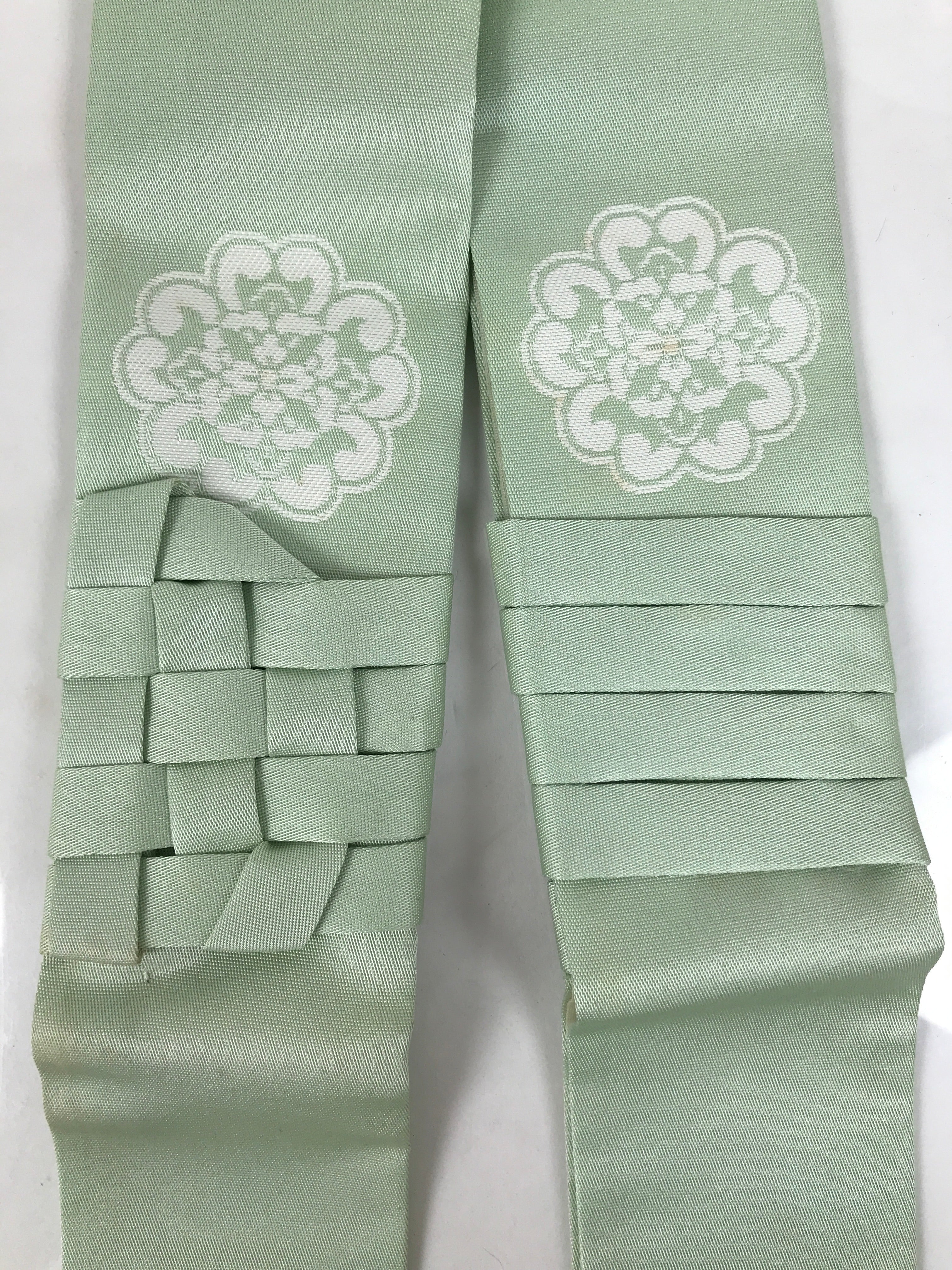 Japanese Buddhist Costume Surplice Sash Vtg Kataginu Wagesa Green White BA913