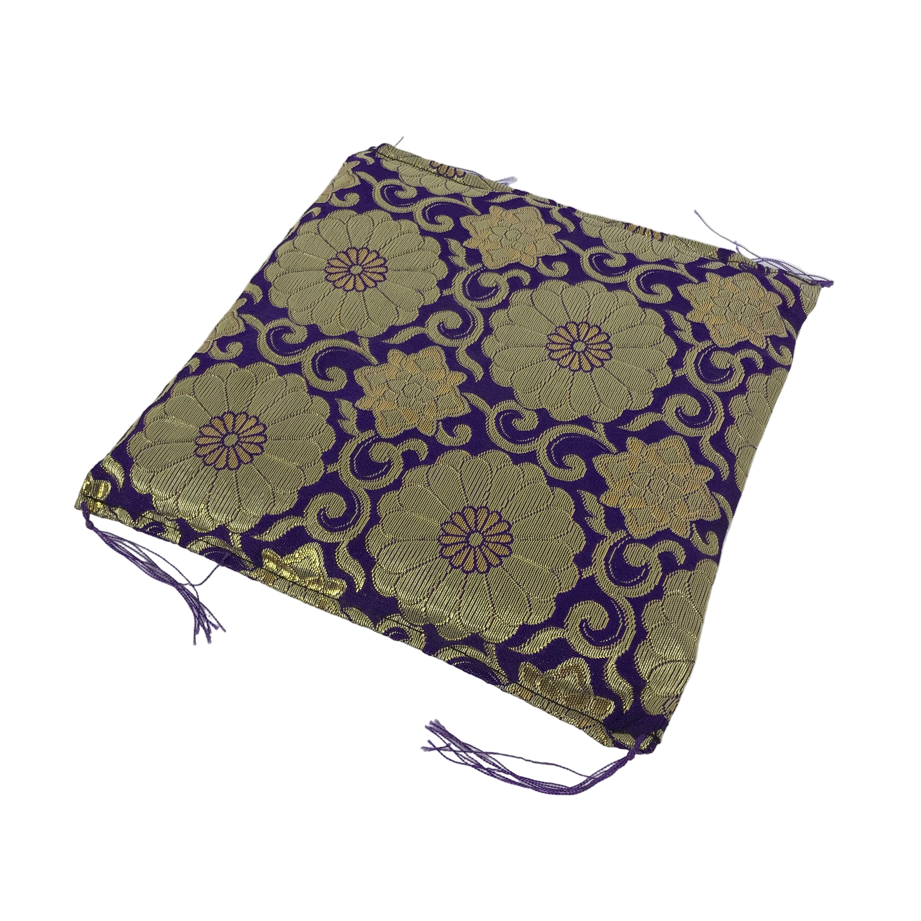 Japanese Buddhist Decorative Fabric Pillow Vtg Purple Gold Chrysanthemum BA881