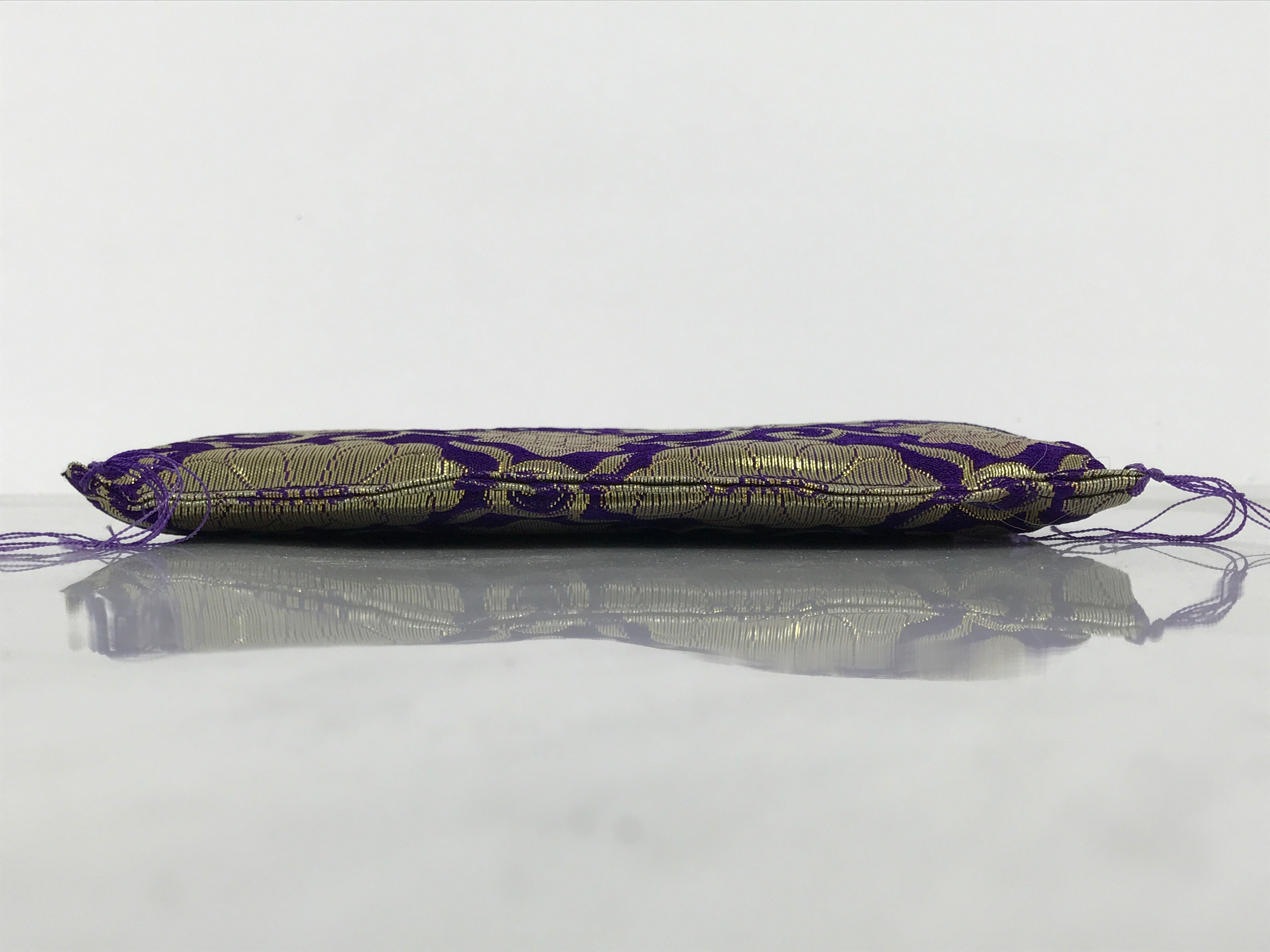 Japanese Buddhist Decorative Fabric Pillow Vtg Purple Gold Chrysanthemum BA881