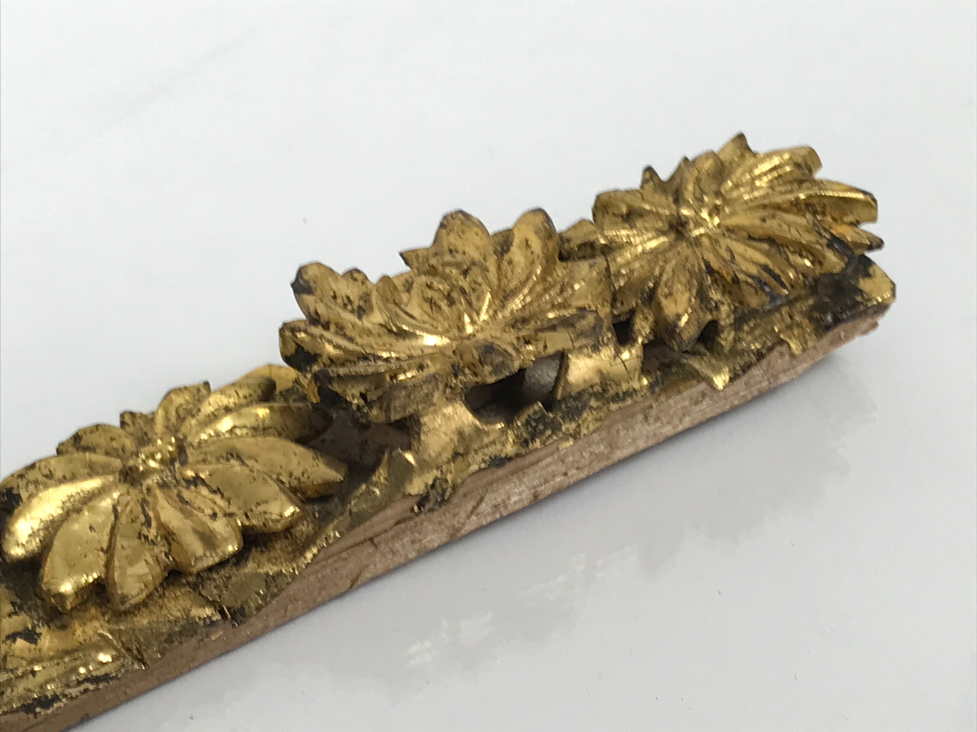 Japanese Buddhist Maejoku Altar Table Lacquer Wood Spare Part Gold Floral BP33