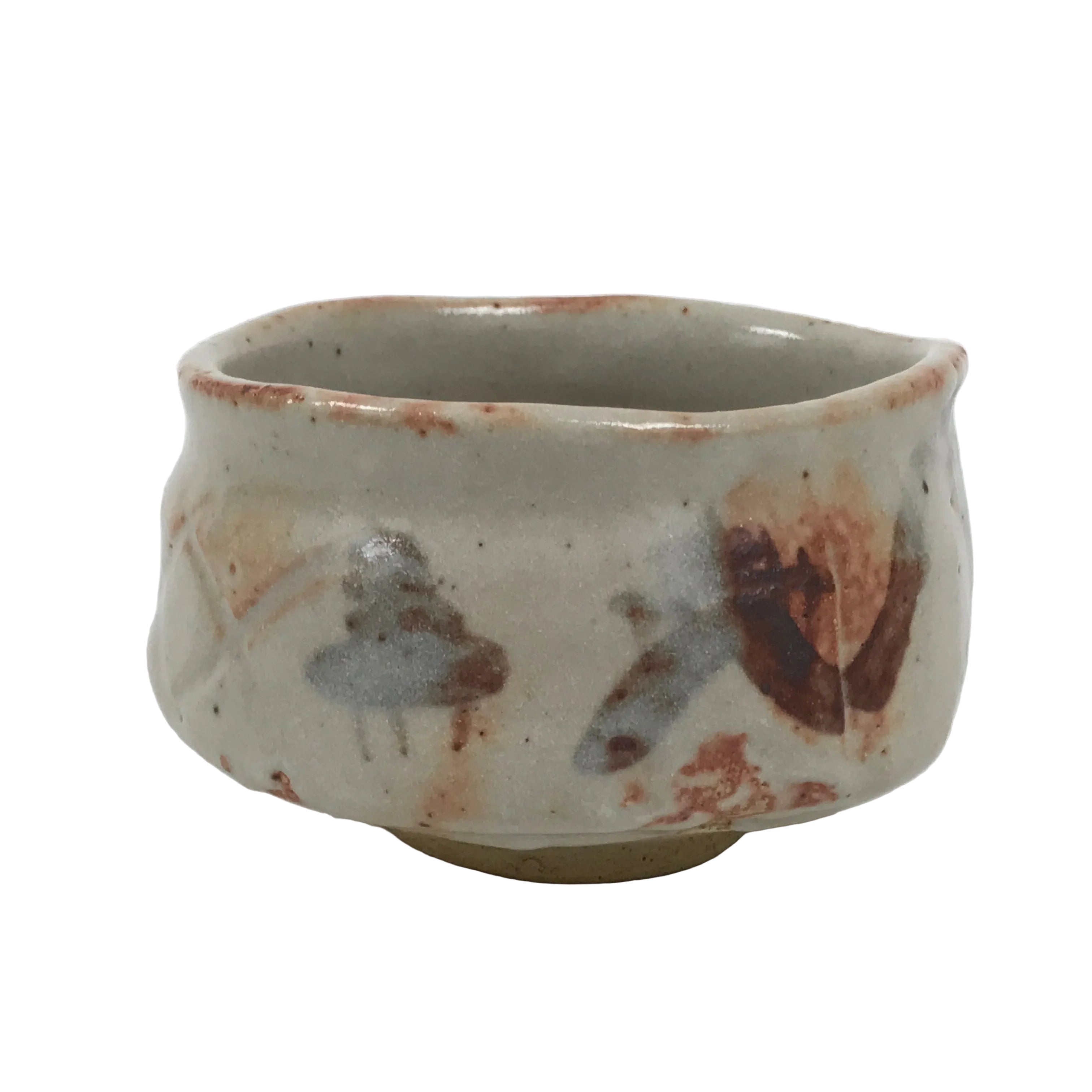 Japanese Ceramic Green Tea Bowl Matcha Chawan Pottery Shino Ware White CHB155