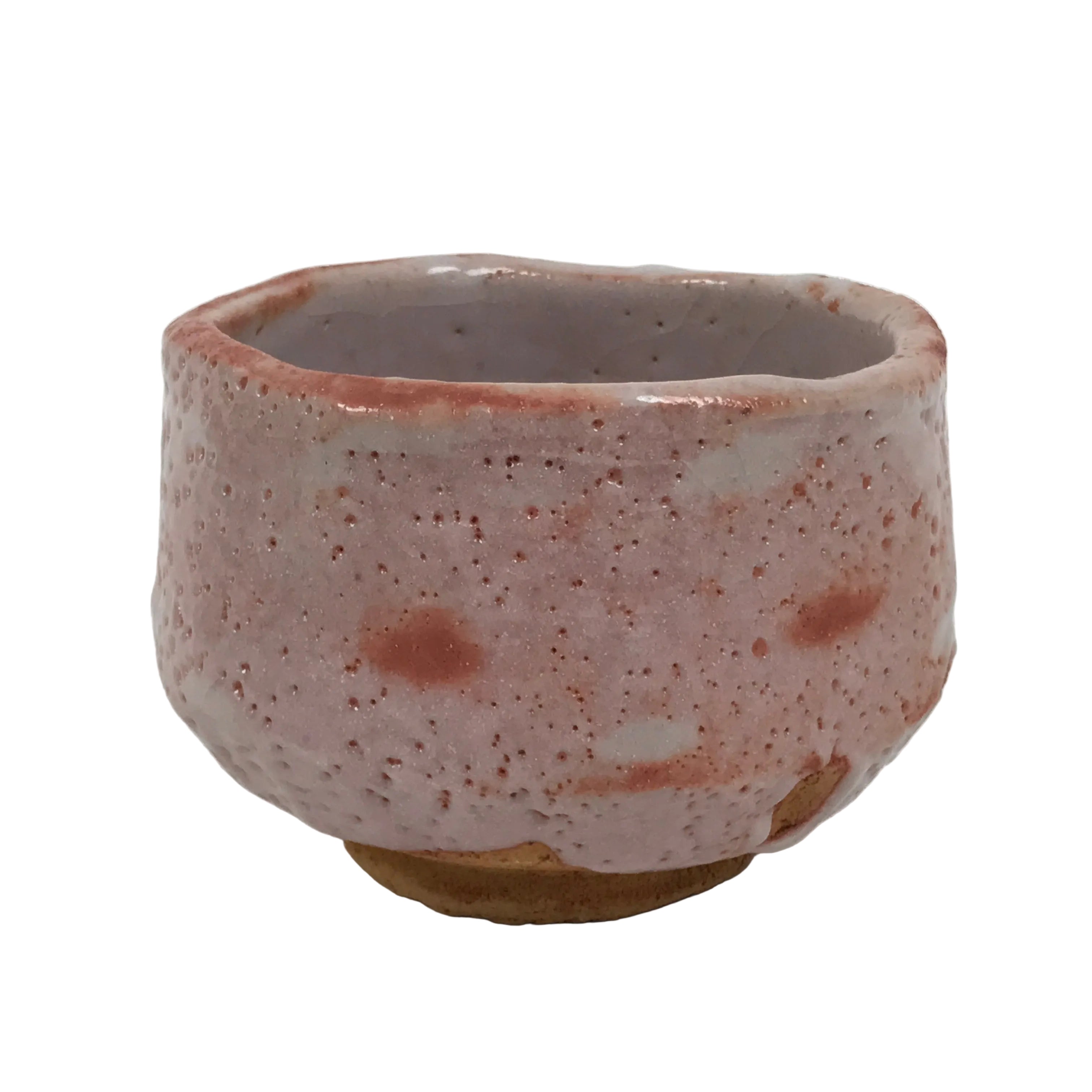 Japanese Ceramic Green Tea Bowl Matcha Chawan Vtg Shino Ware Pink Brown CHB148