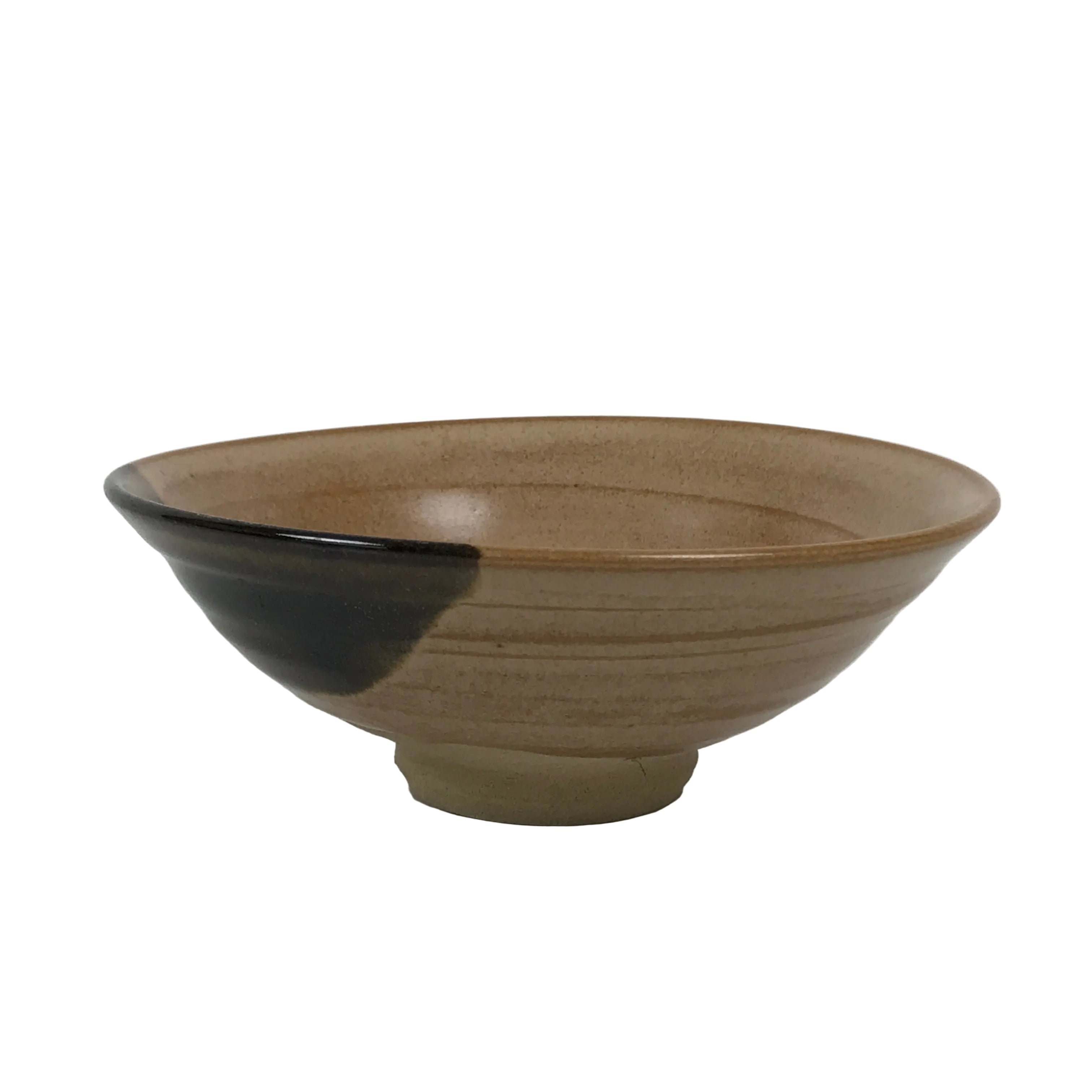 Japanese Ceramic Green Tea Bowl Summer Matcha Chawan Vtg Pottery Brown SCW11