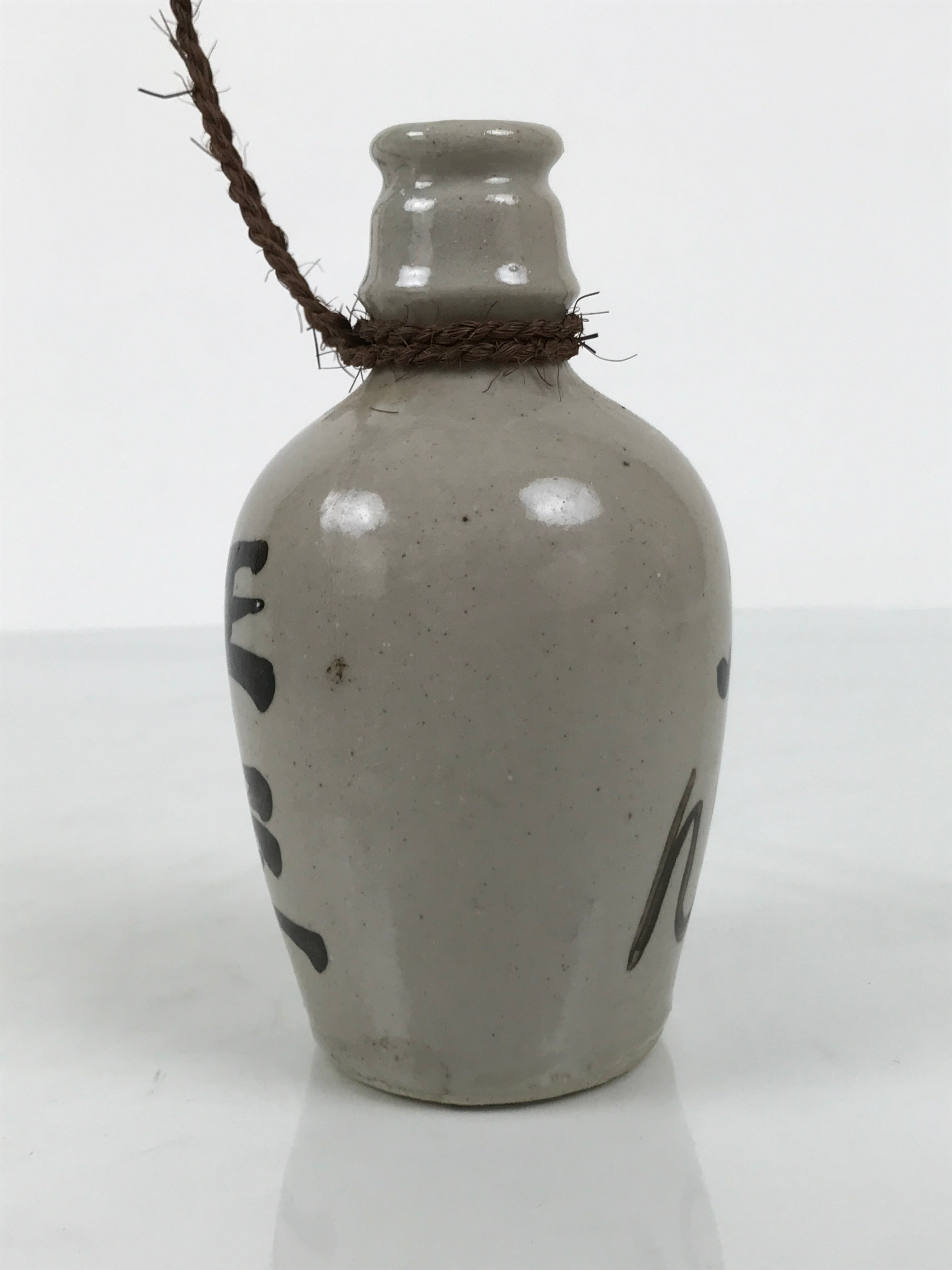 Japanese Ceramic Sake Bottle Empty Miniature Kayoi Tokkuri Vtg Gray Seiku TS925