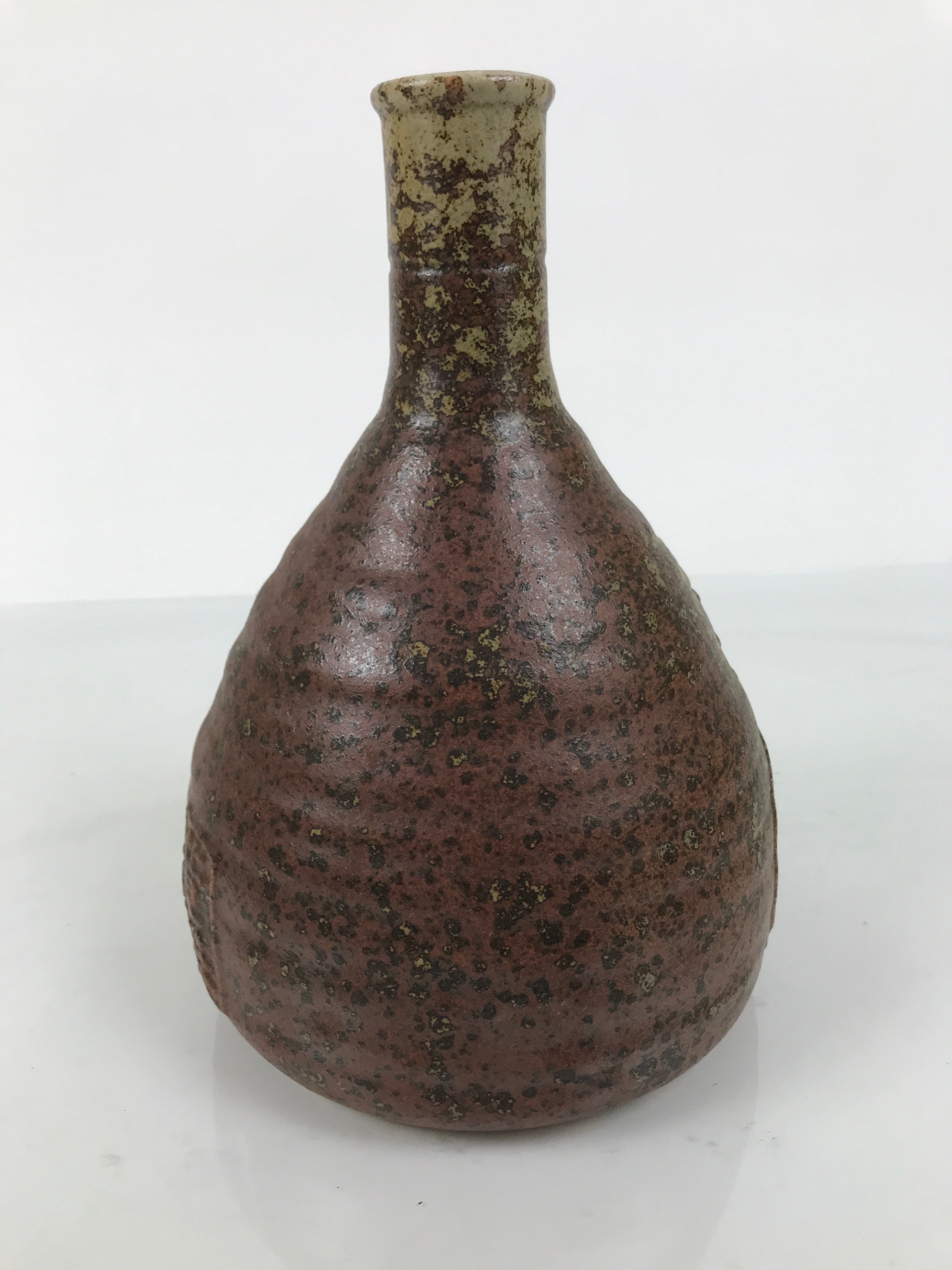 Japanese Ceramic Sake Bottle Empty Tokkuri Vtg Kizakura Brown Crane Neck TS920
